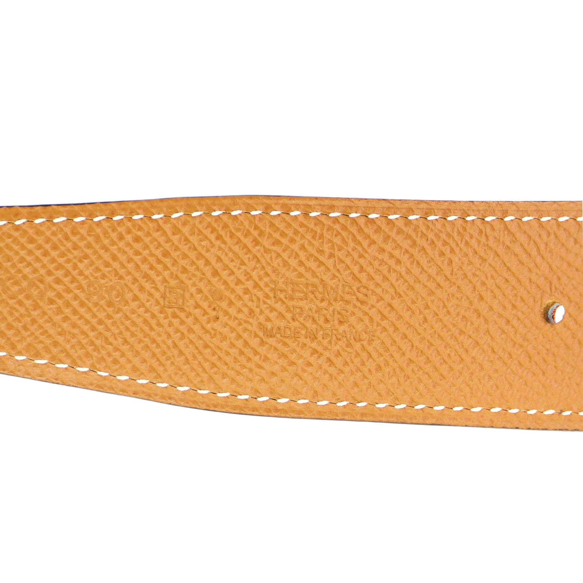 Constance Martelee H Reversible Belt Leather with Brushed Hardware Medium 90