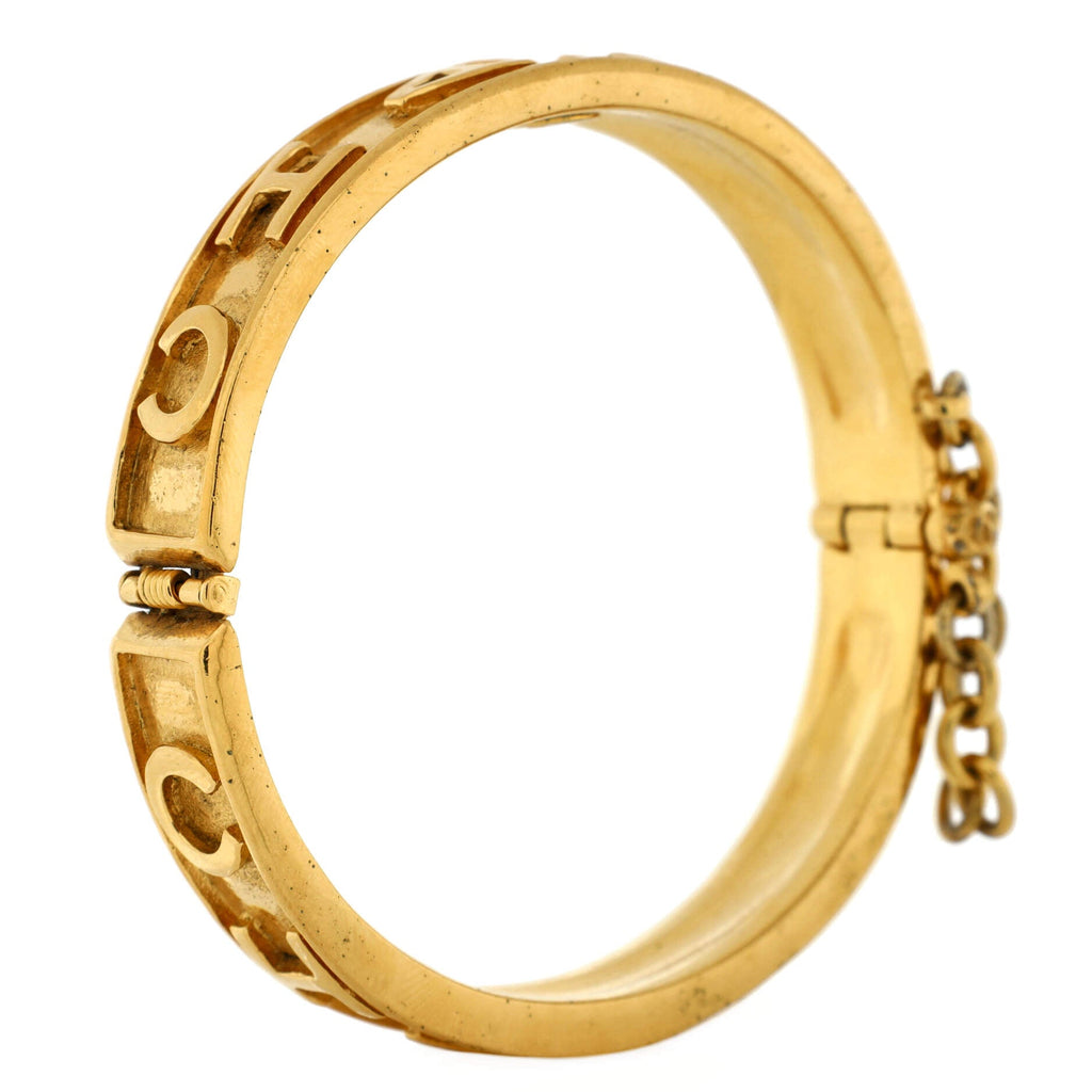 Vintage Logo Hinged Bangle Bracelet Metal