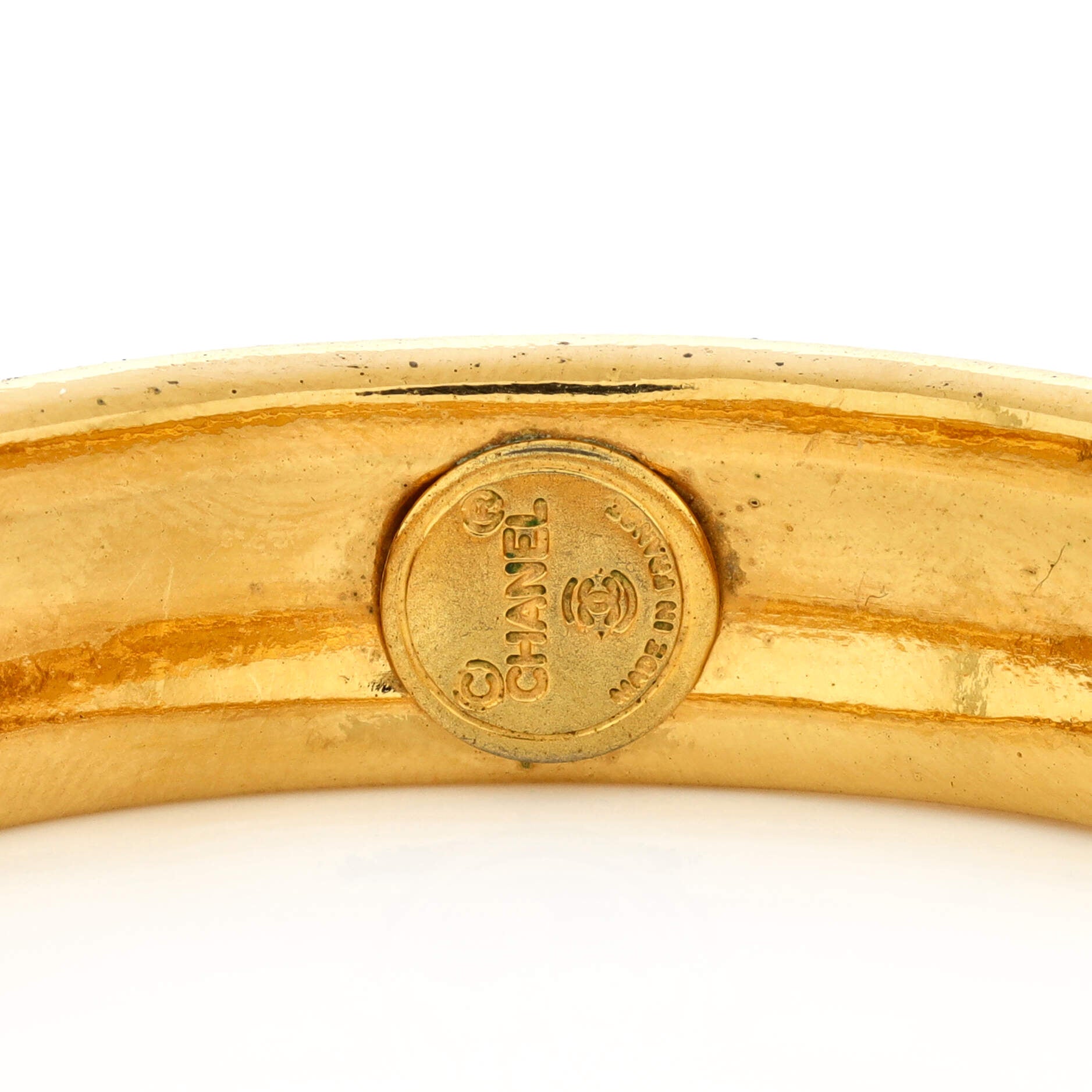Vintage Logo Hinged Bangle Bracelet Metal