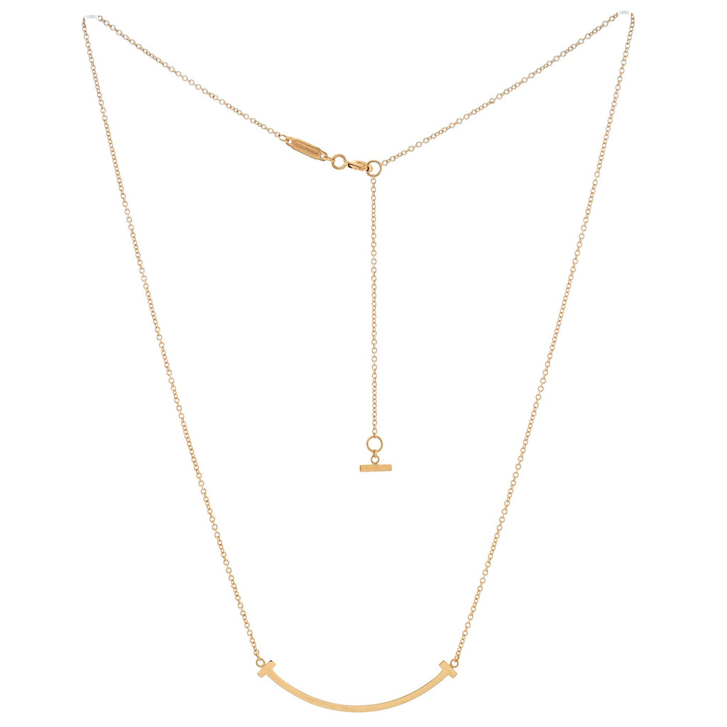 T Smile Pendant Necklace 18K Rose Gold Small