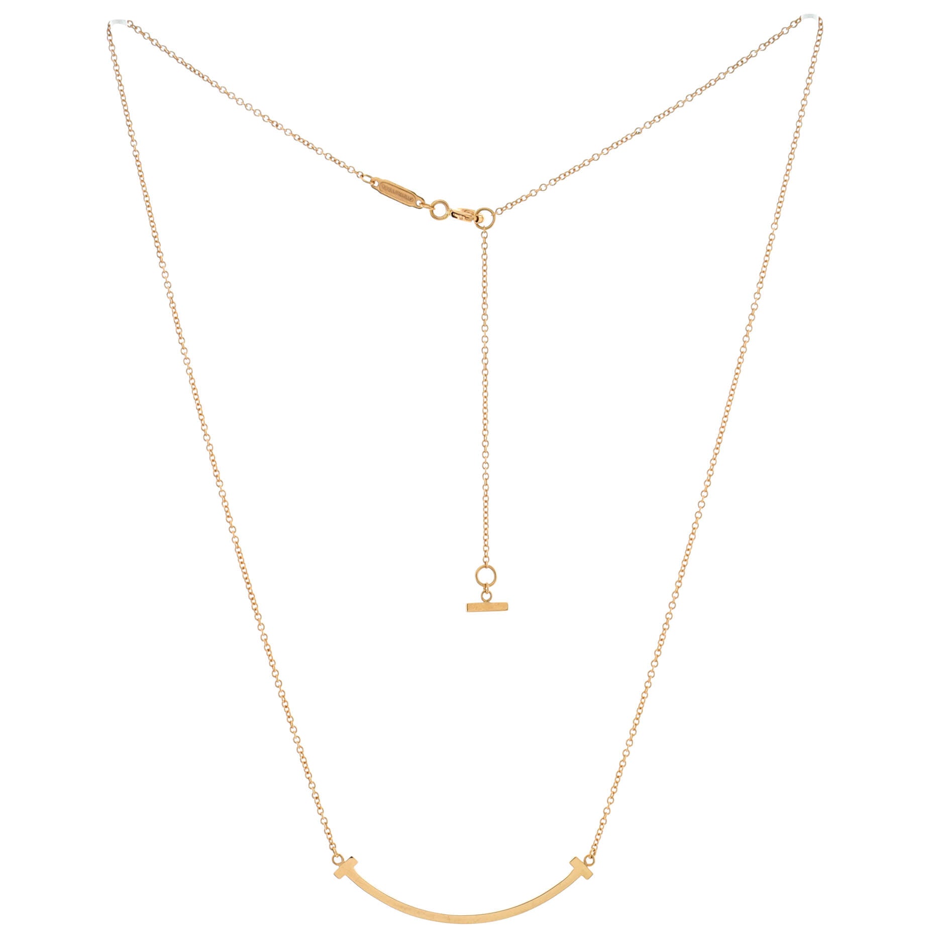 T Smile Pendant Necklace 18K Rose Gold Small