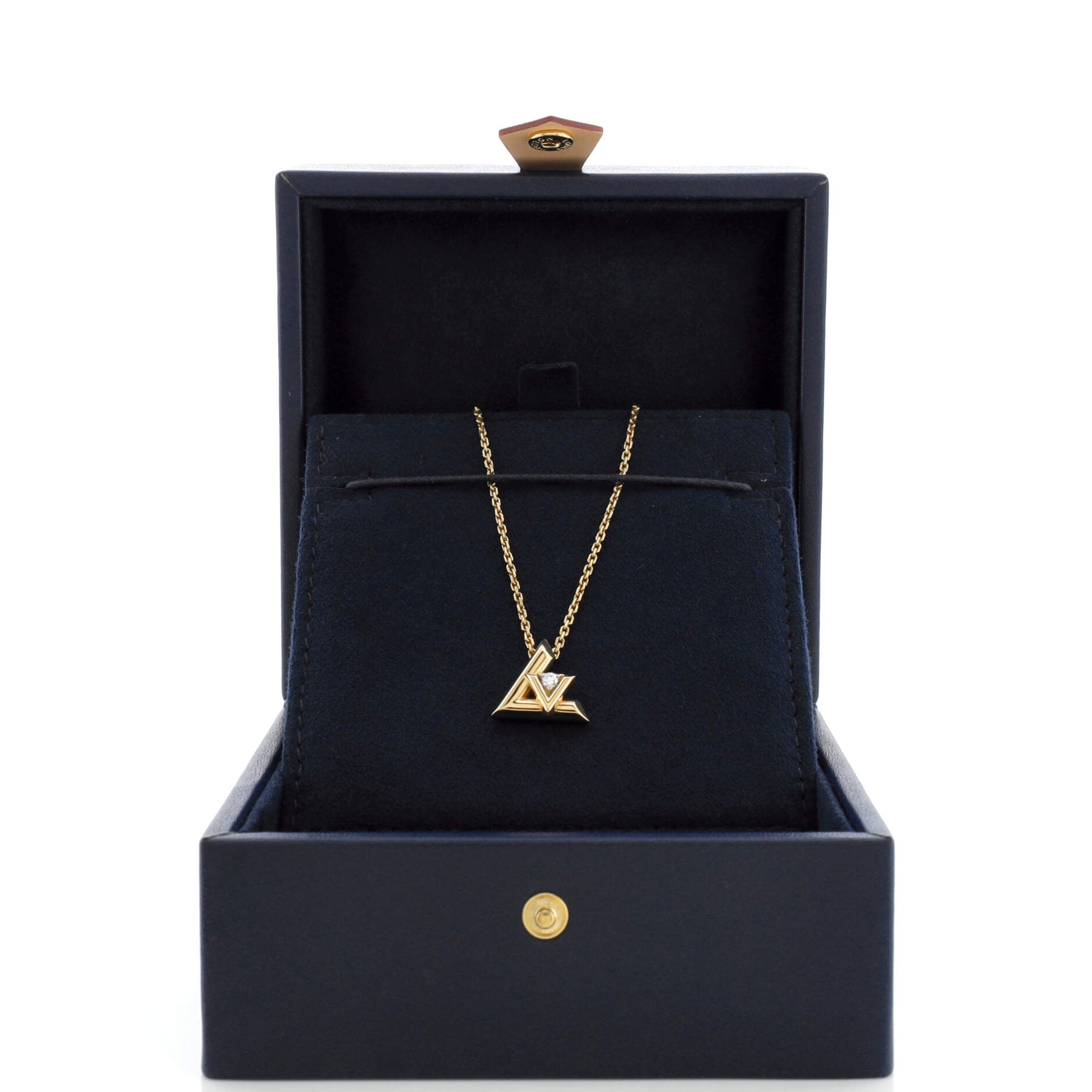LV Volt One Pendant Necklace 18K Yellow Gold with Diamond Large