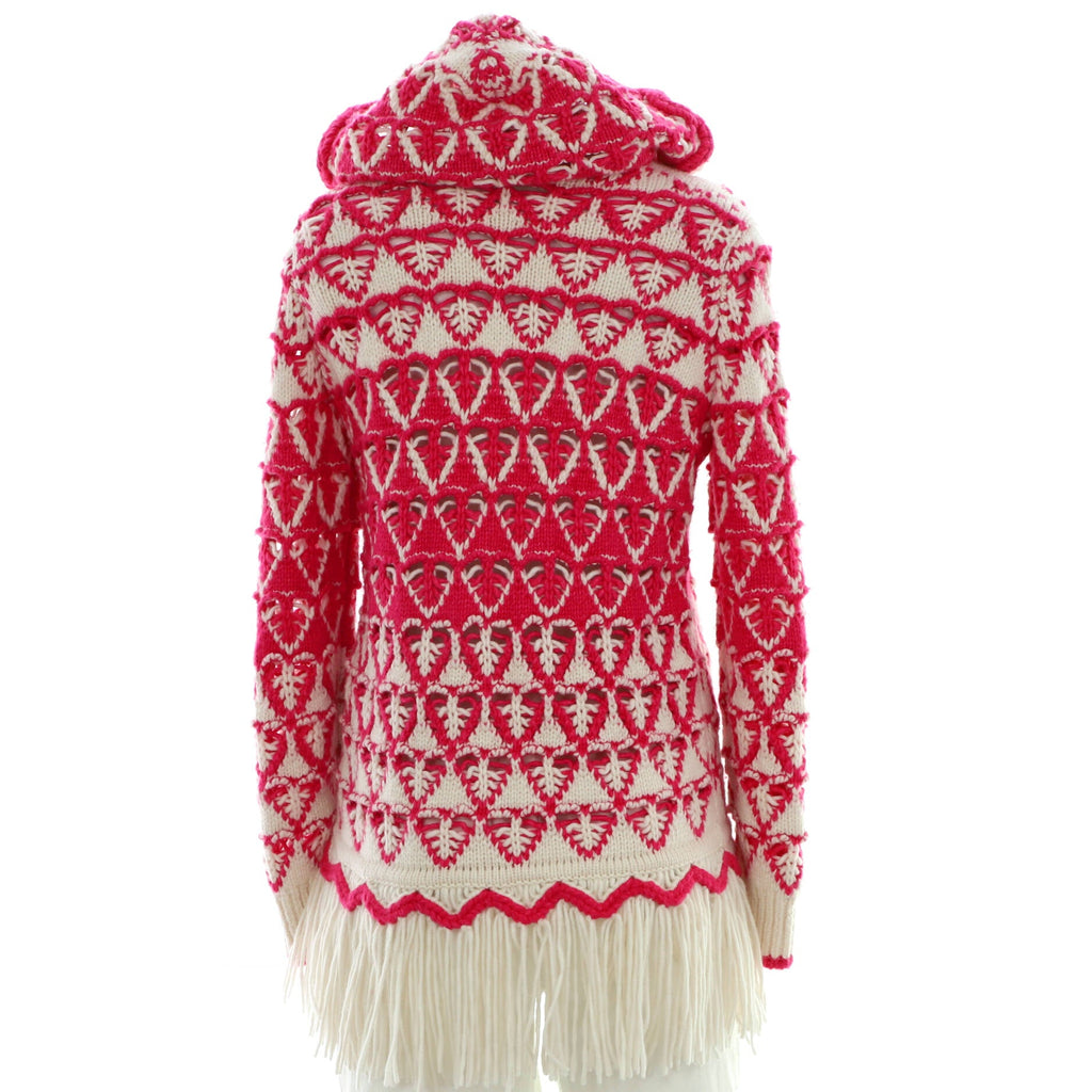 Women's Hooded Fringe Sweater Dress Cashmere Blend
