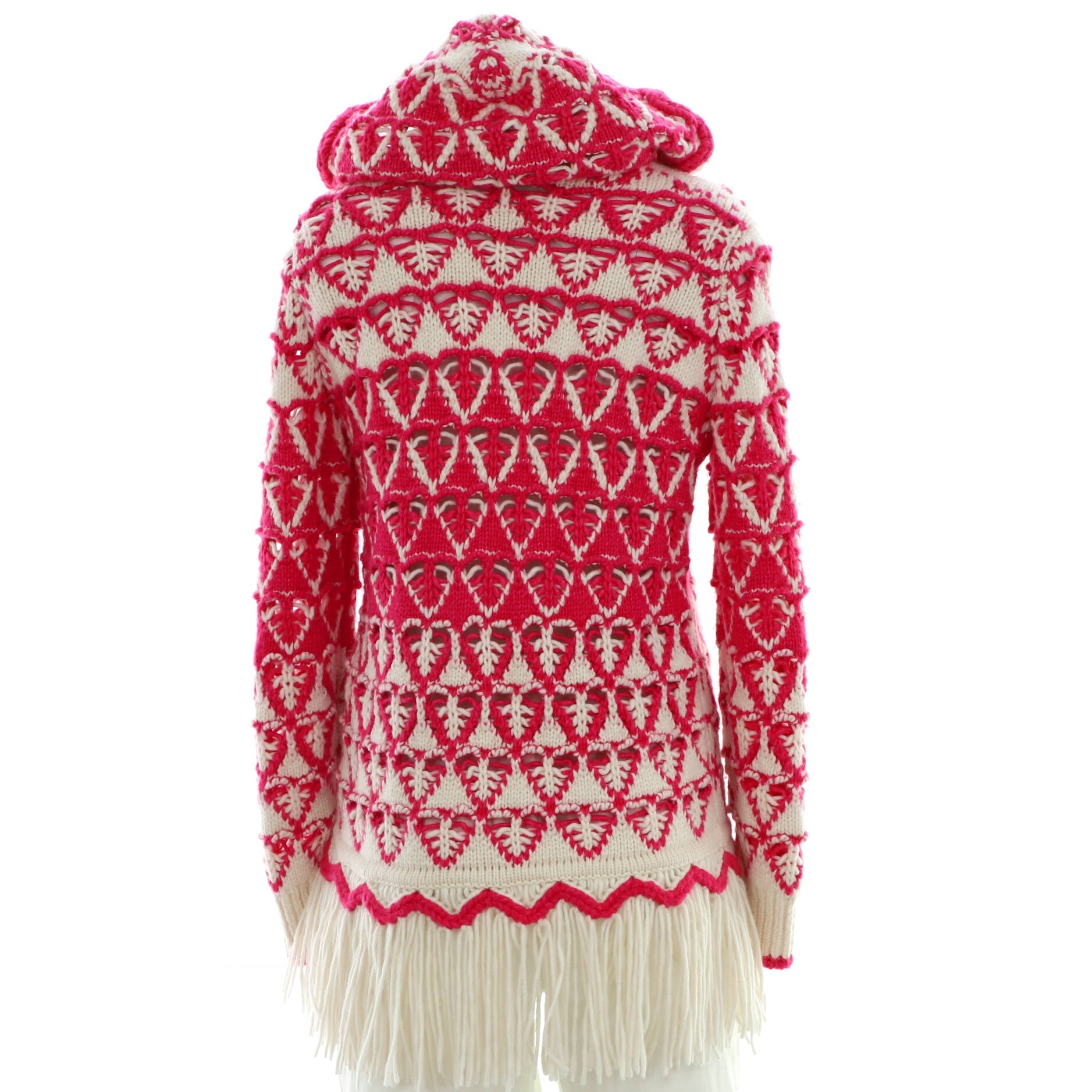 Women's Hooded Fringe Sweater Dress Cashmere Blend