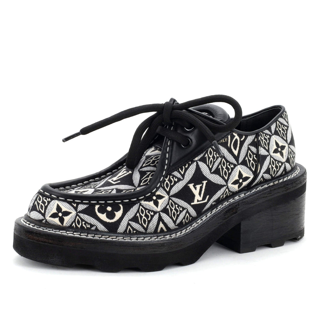 Women's LV Beaubourg Platform Derby Shoes Limited Edition Since 1854 Monogram Jacquard and Leather