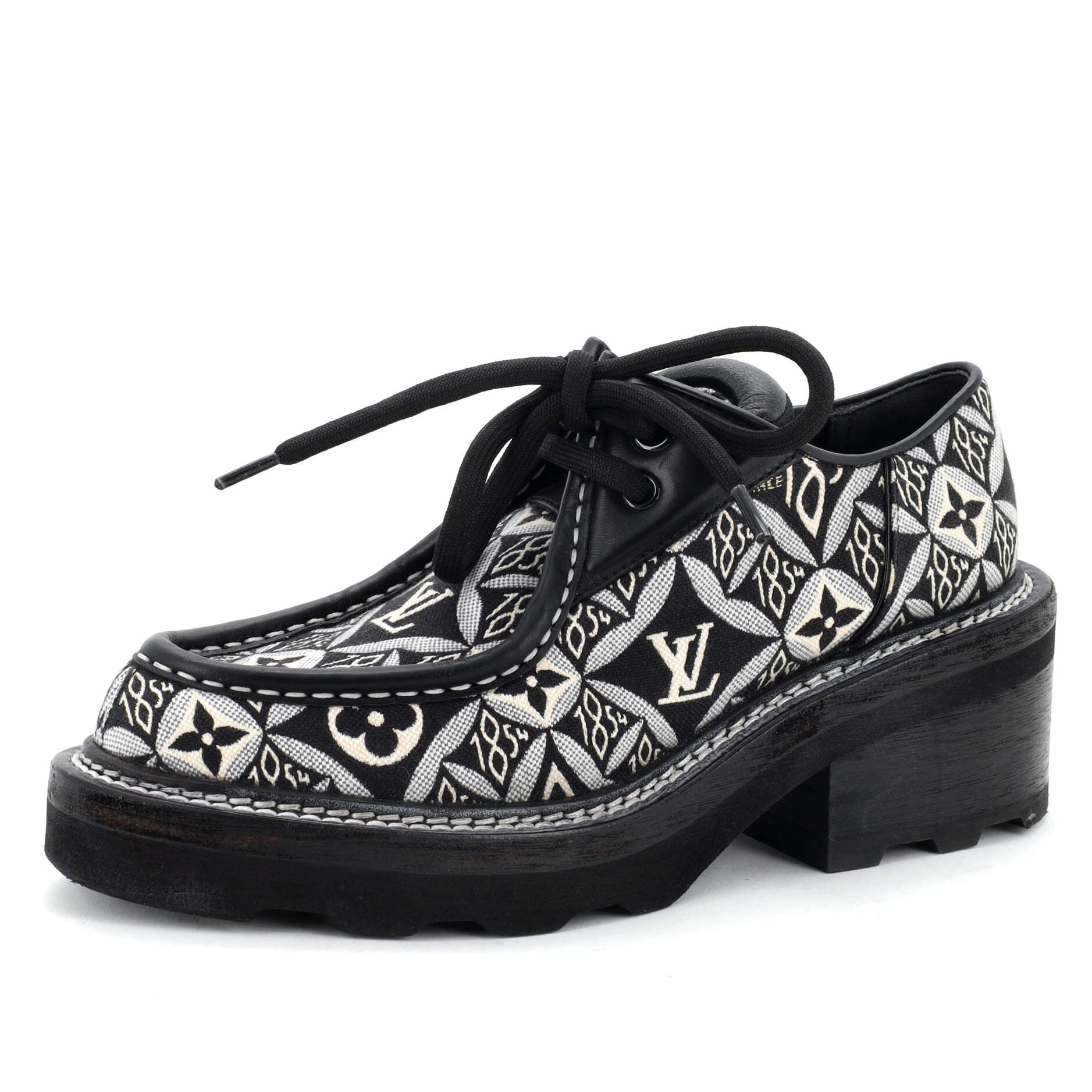 Women's LV Beaubourg Platform Derby Shoes Limited Edition Since 1854 Monogram Jacquard and Leather