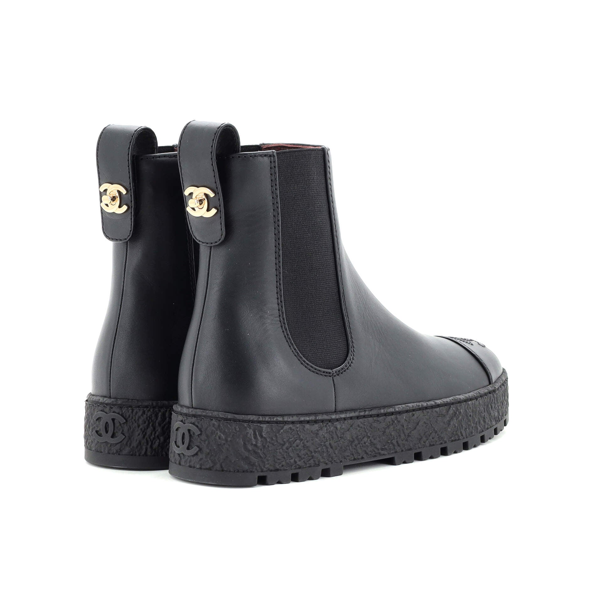 Women's CC Turnlock Cap Toe Chelsea Boots Leather