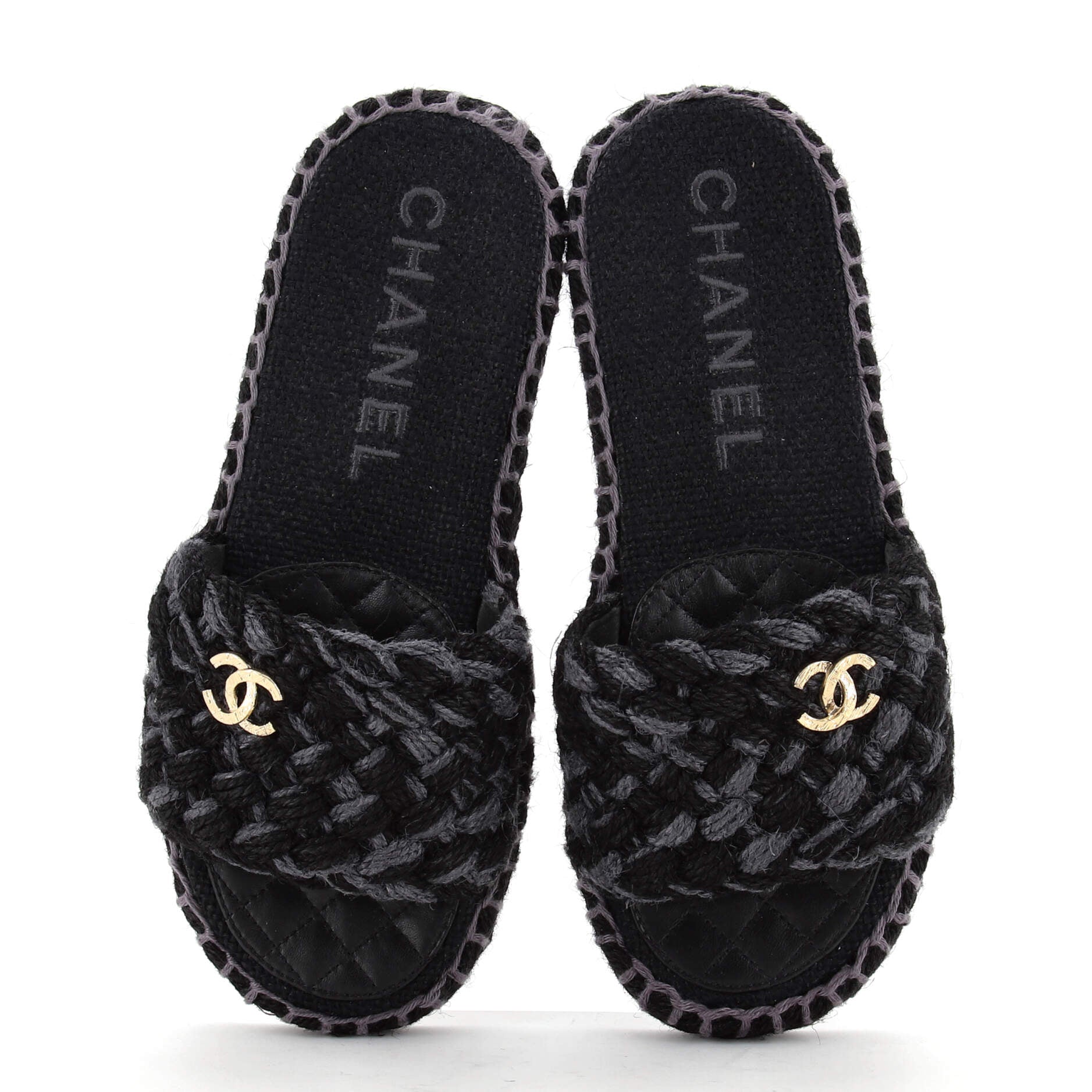 Women's CC Slide Mules Braided Fabric