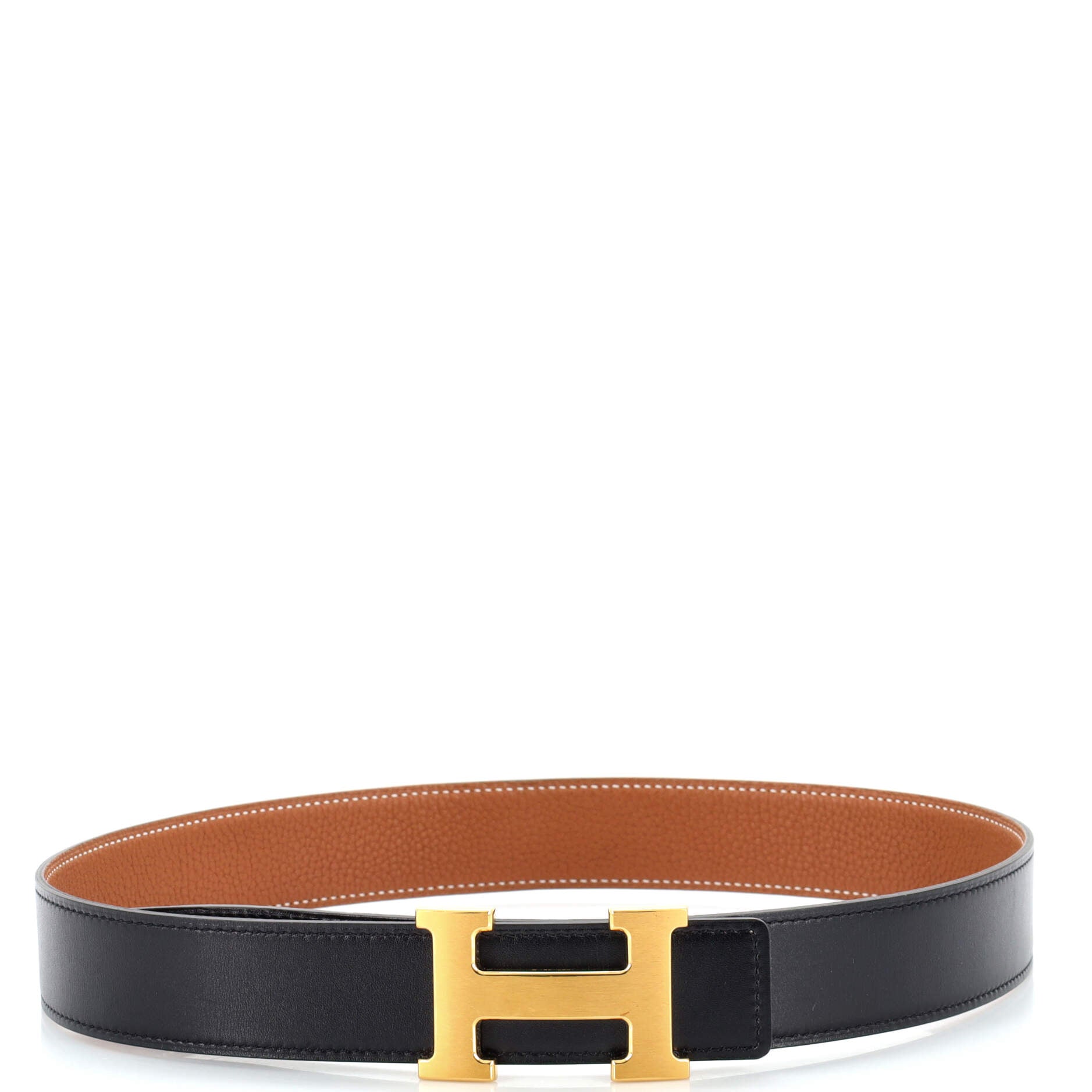 Constance Martelee H Reversible Belt Leather with Brushed Hardware Medium 75