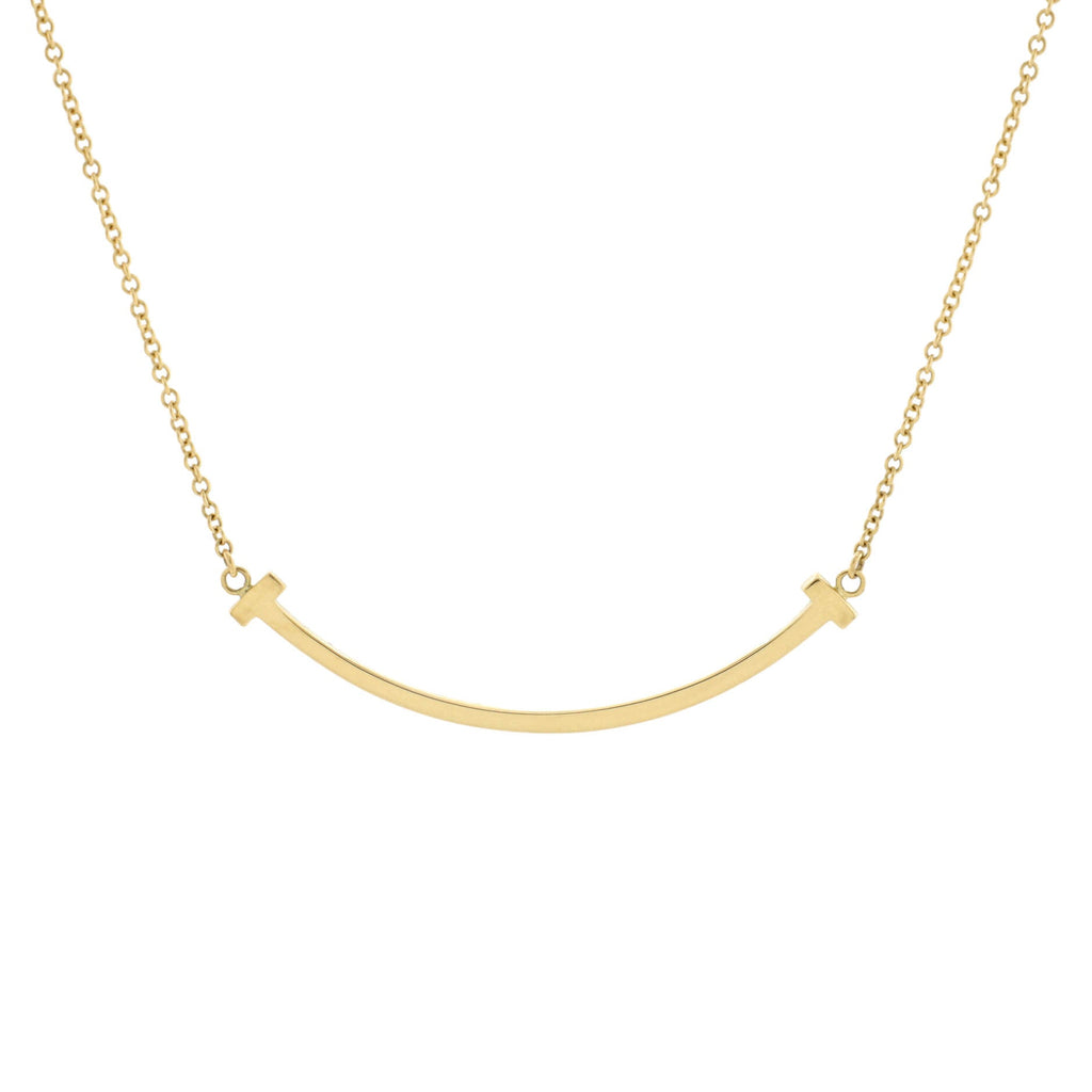 T Smile Pendant Necklace 18K Yellow Gold Small