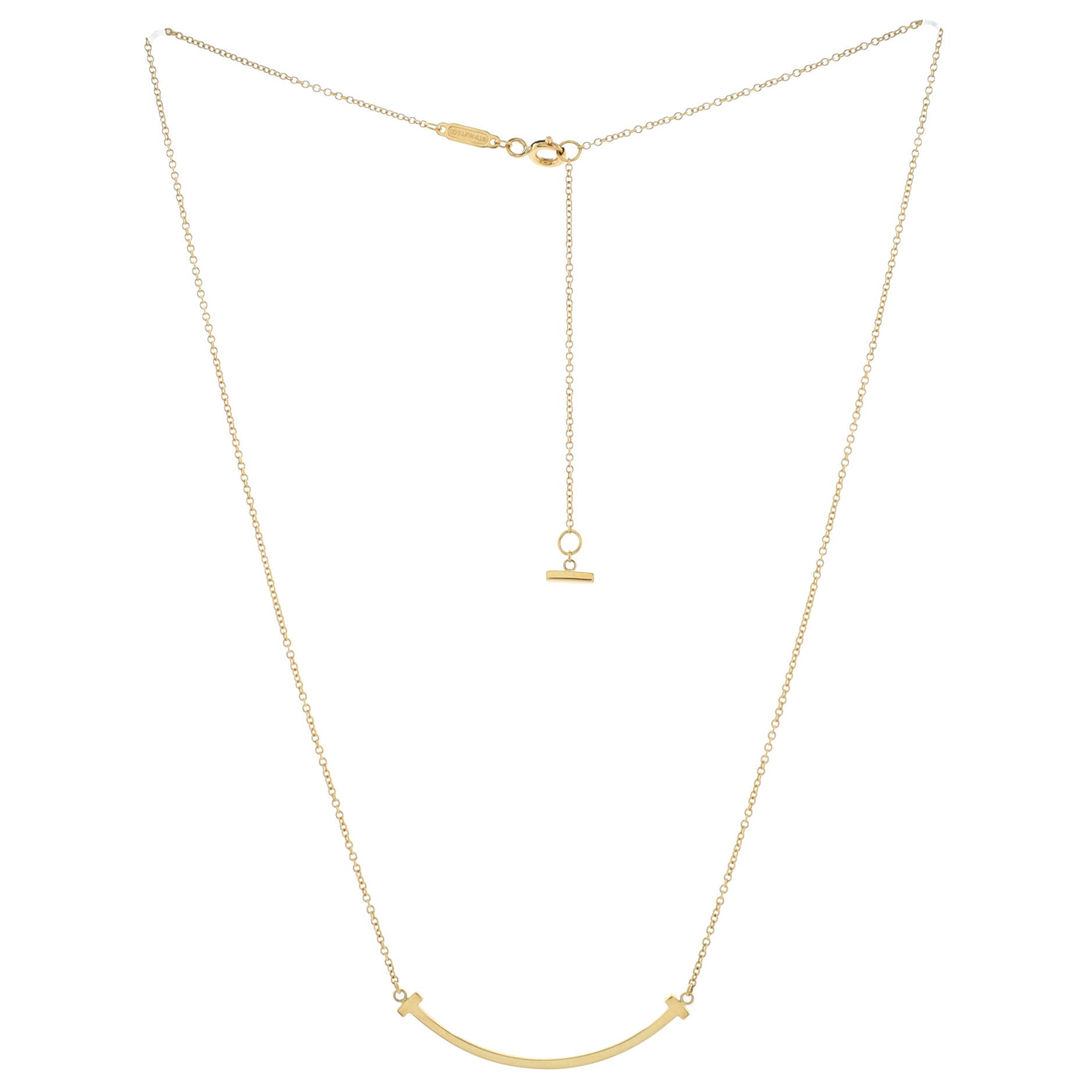 T Smile Pendant Necklace 18K Yellow Gold Small