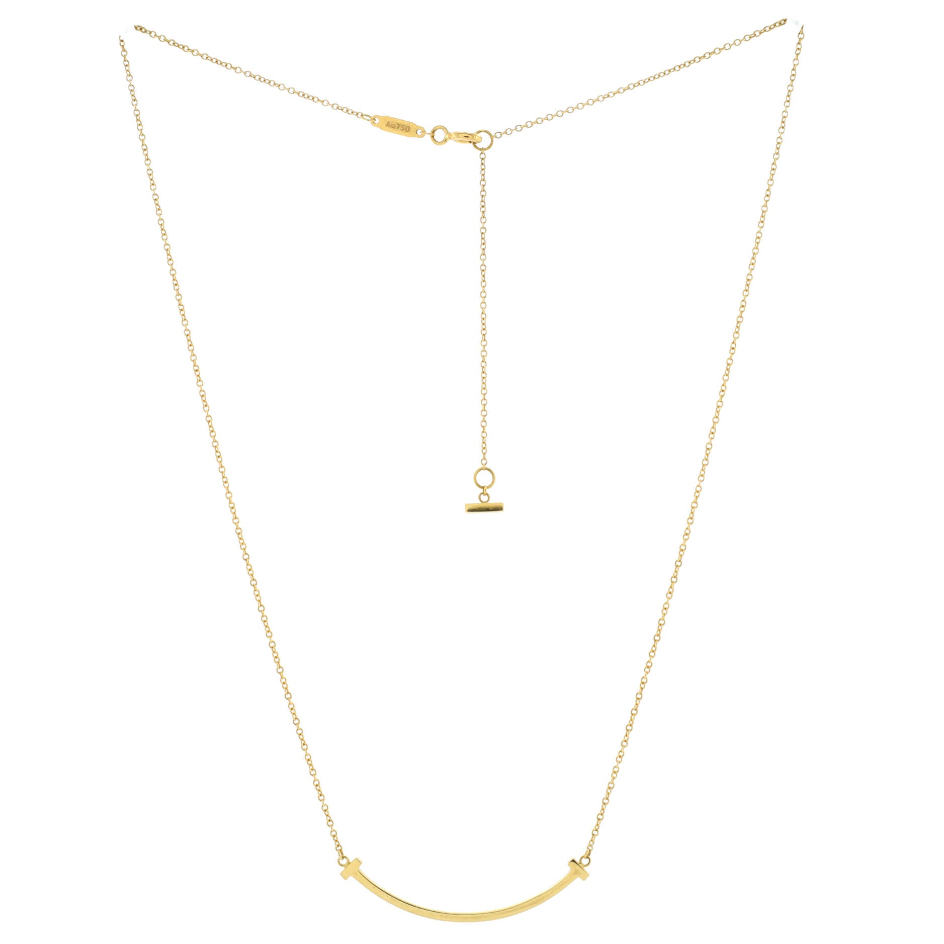 T Smile Pendant Necklace 18K Yellow Gold Small