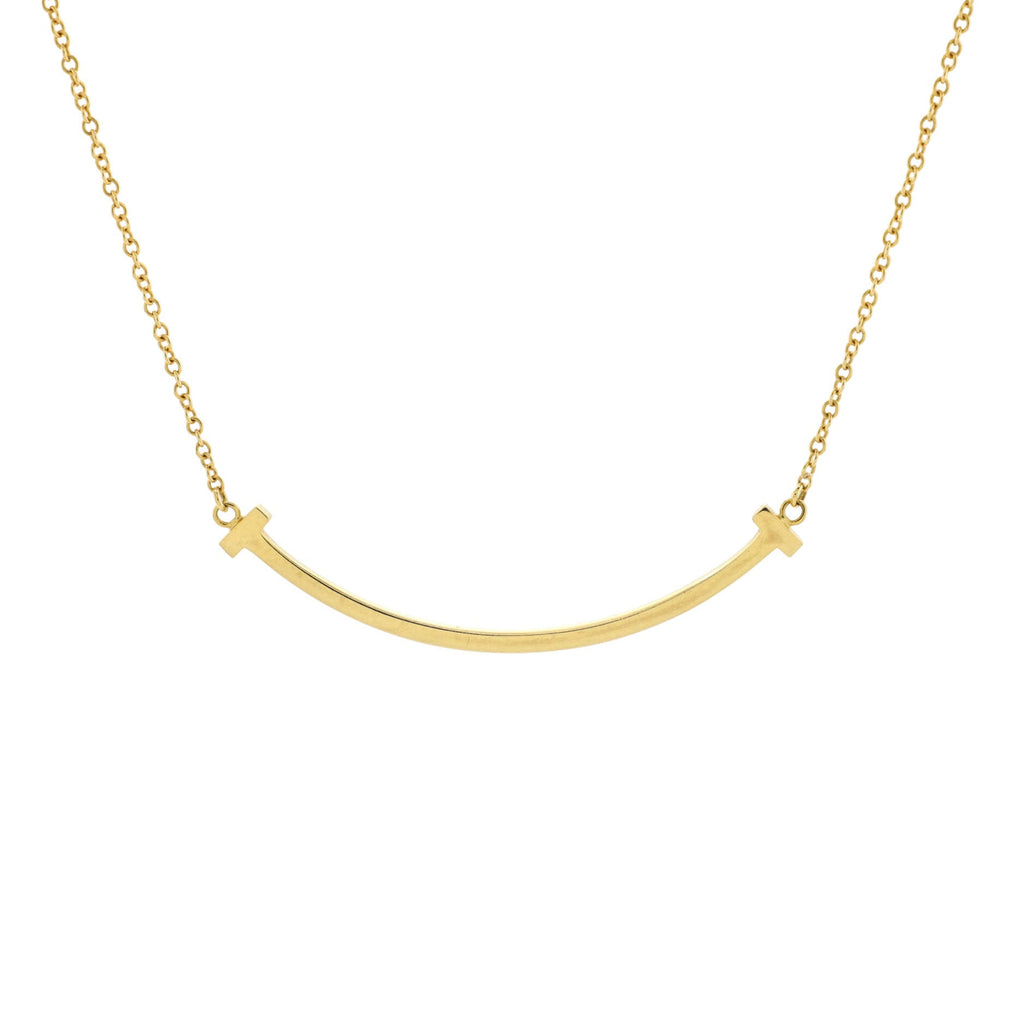 T Smile Pendant Necklace 18K Yellow Gold Small