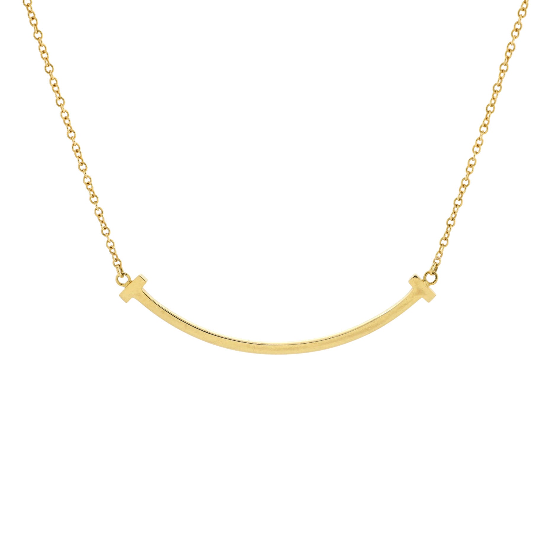 T Smile Pendant Necklace 18K Yellow Gold Small