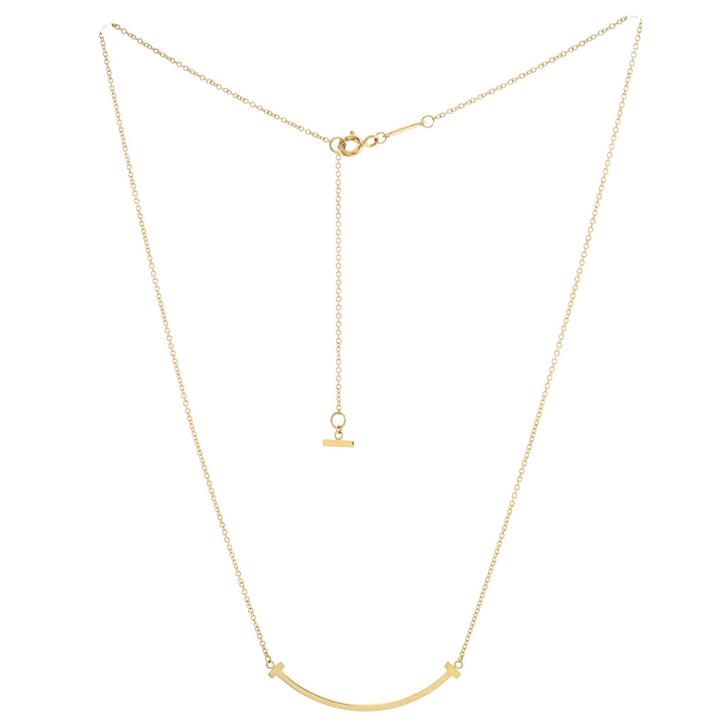 T Smile Pendant Necklace 18K Yellow Gold Small