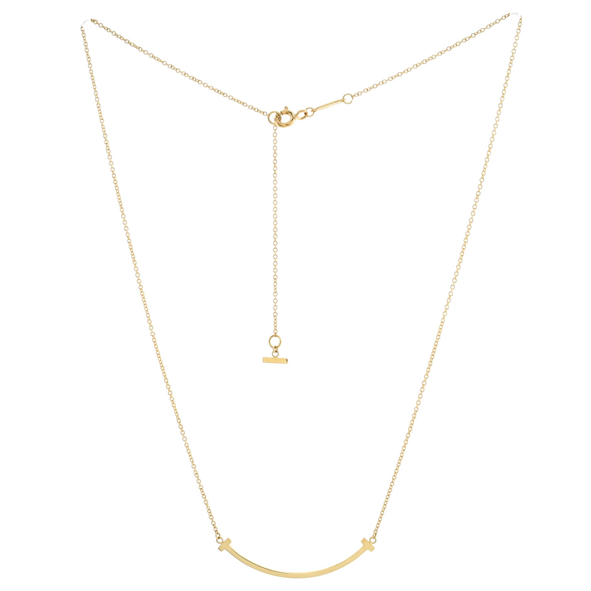 T Smile Pendant Necklace 18K Yellow Gold Small