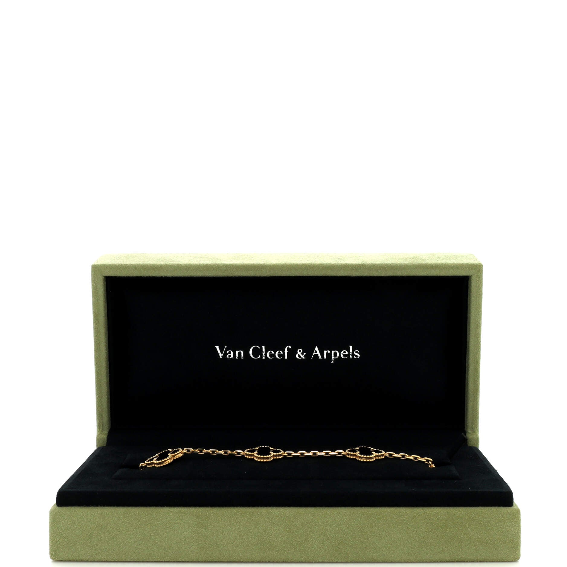 Vintage Alhambra 5 Motifs Bracelet 18K Yellow Gold and Onyx