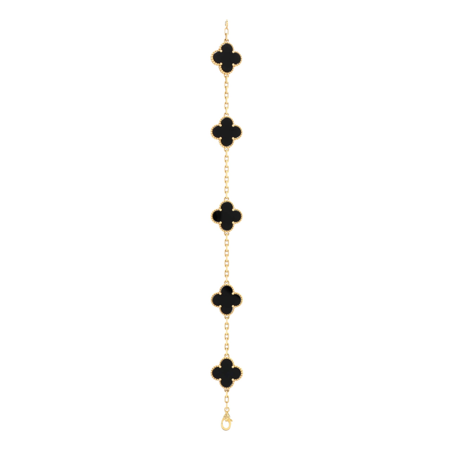 Vintage Alhambra 5 Motifs Bracelet 18K Yellow Gold and Onyx