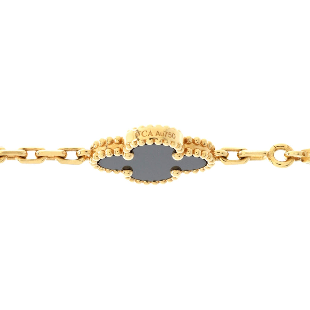 Vintage Alhambra 5 Motifs Bracelet 18K Yellow Gold and Onyx