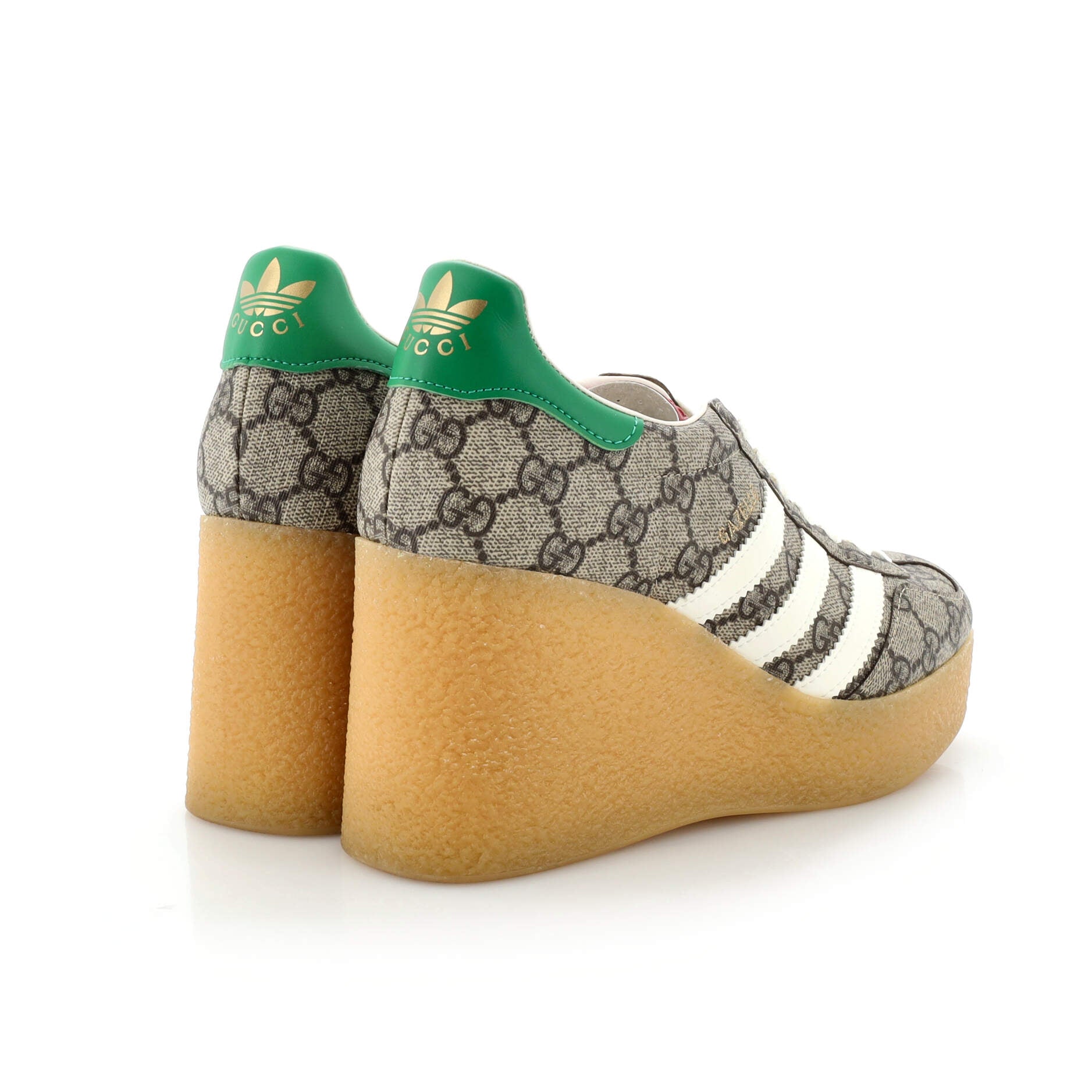 x Adidas Women's Gazelle Wedge Sneakers GG Coated Canvas with Rubber