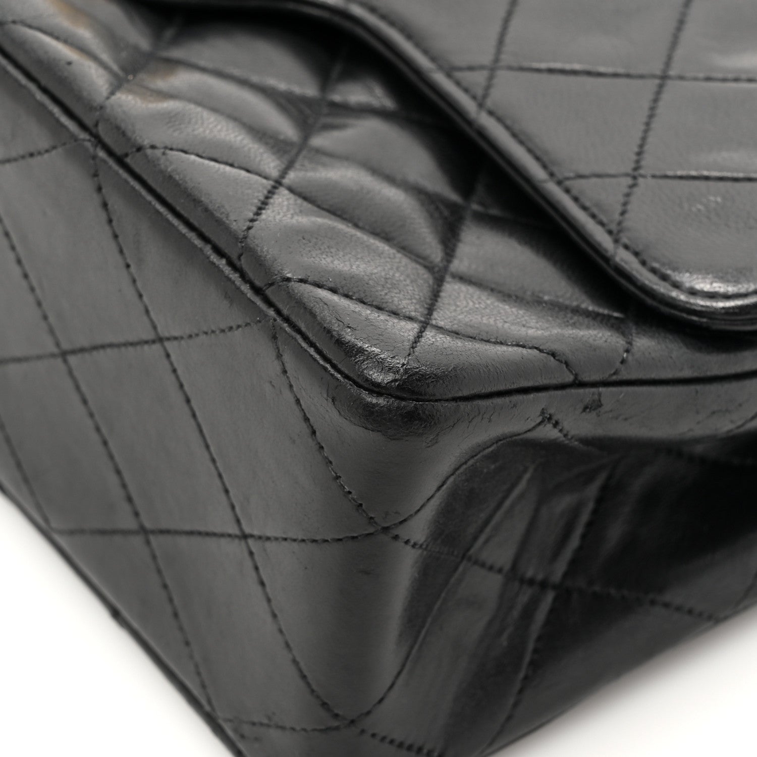 Lambskin Quilted Medium Double Flap Black