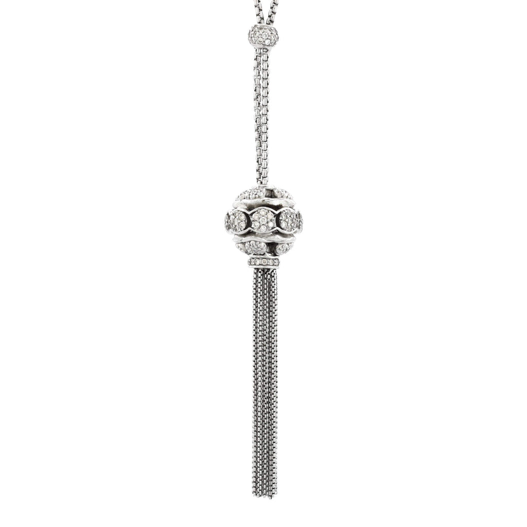 Tapestry Tassel Pendant Necklace Sterling Silver with Pave Diamonds