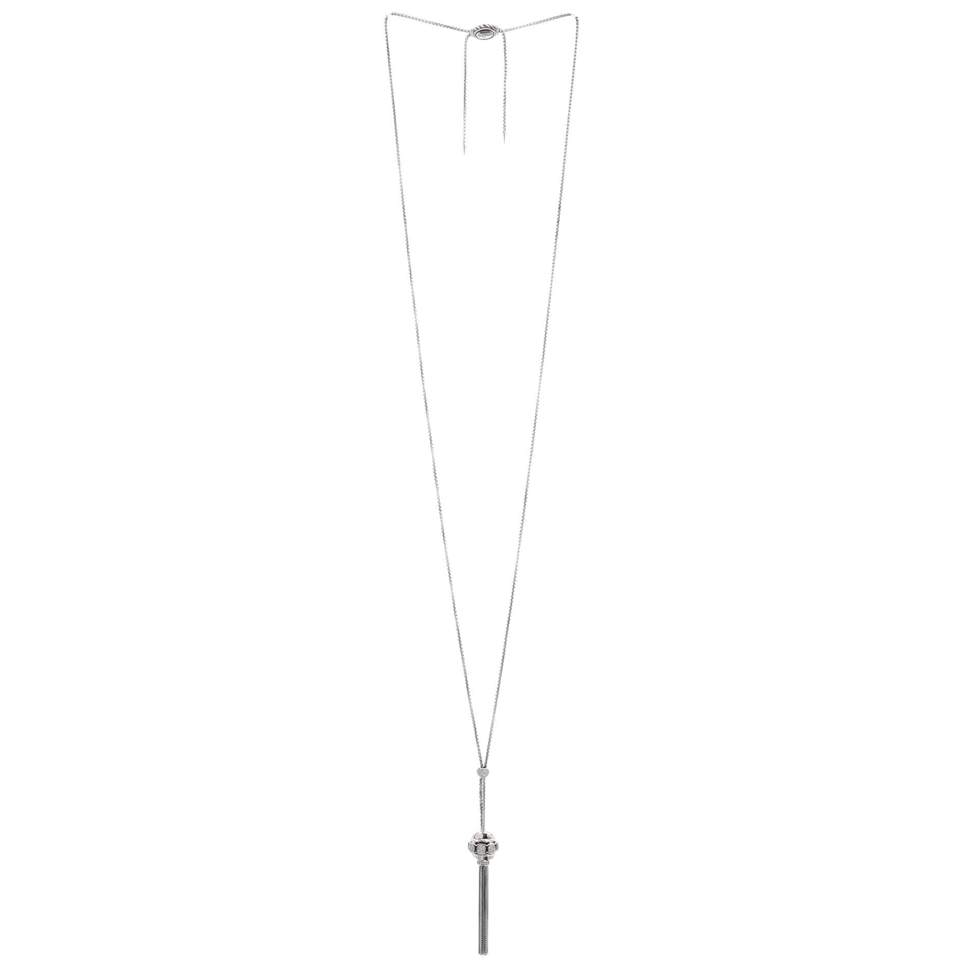 Tapestry Tassel Pendant Necklace Sterling Silver with Pave Diamonds