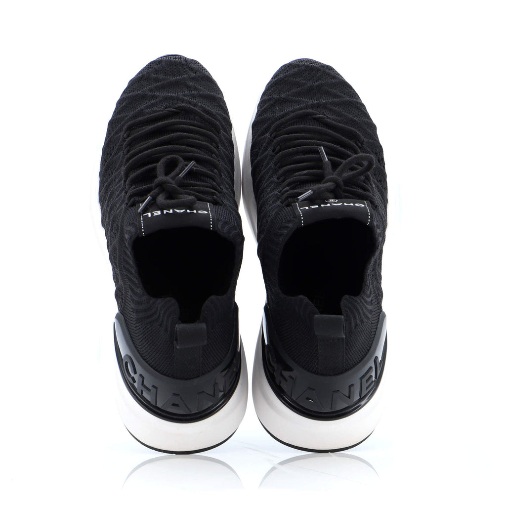 Women's Logo Sock Knit Sneakers Quilted Fabric