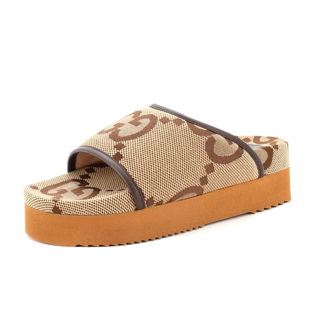 Women's Platform Slide Sandals Jumbo GG Canvas