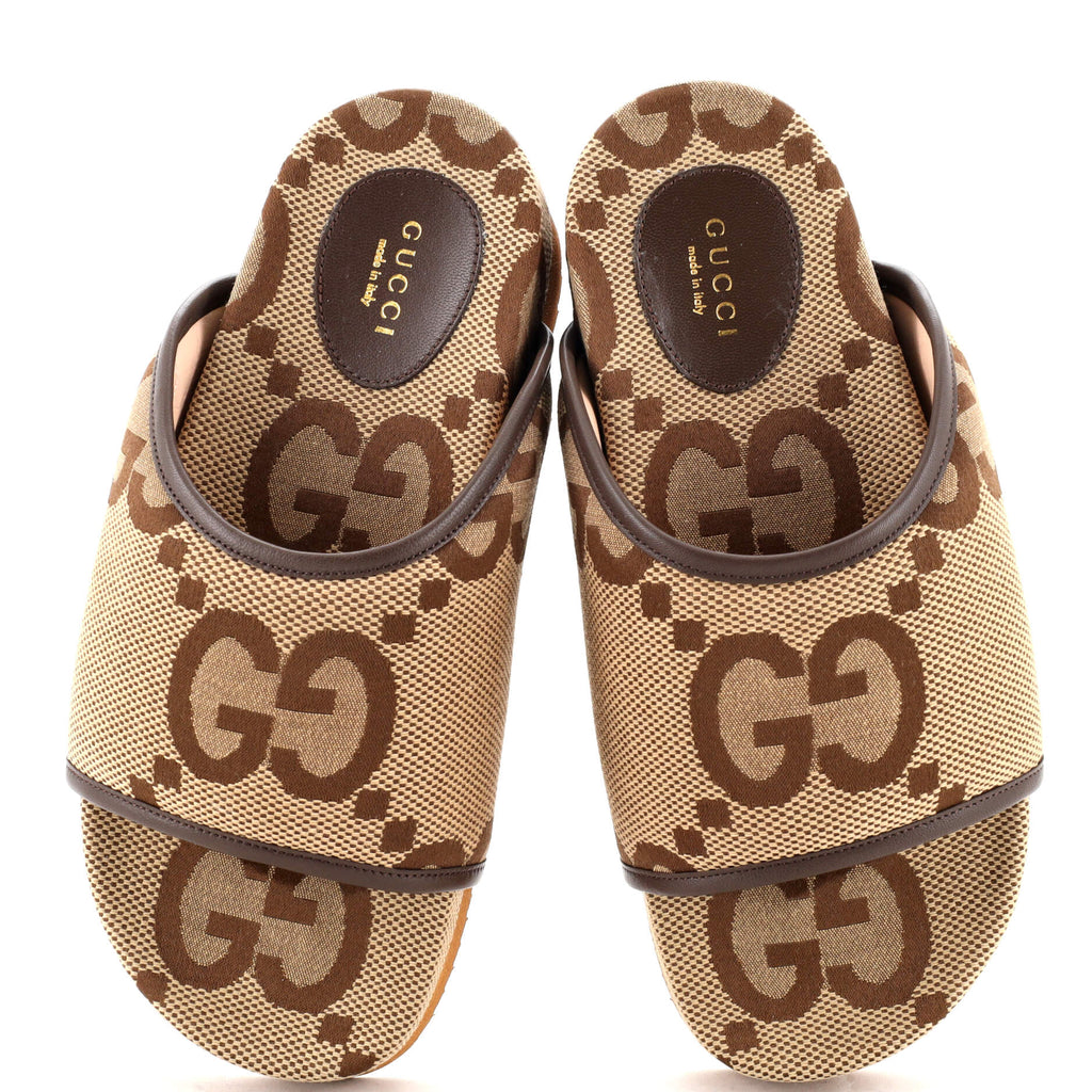 Women's Platform Slide Sandals Jumbo GG Canvas