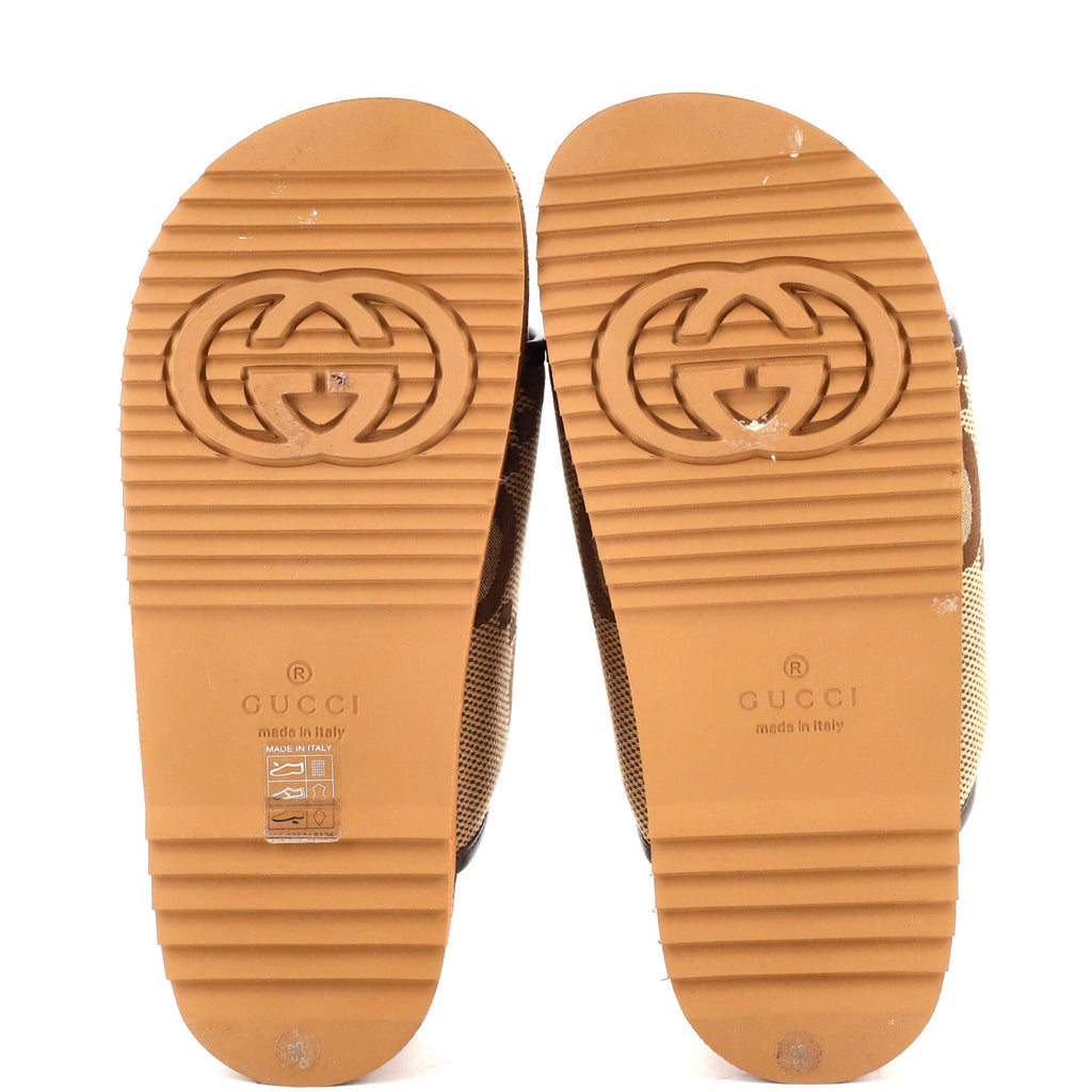 Women's Platform Slide Sandals Jumbo GG Canvas