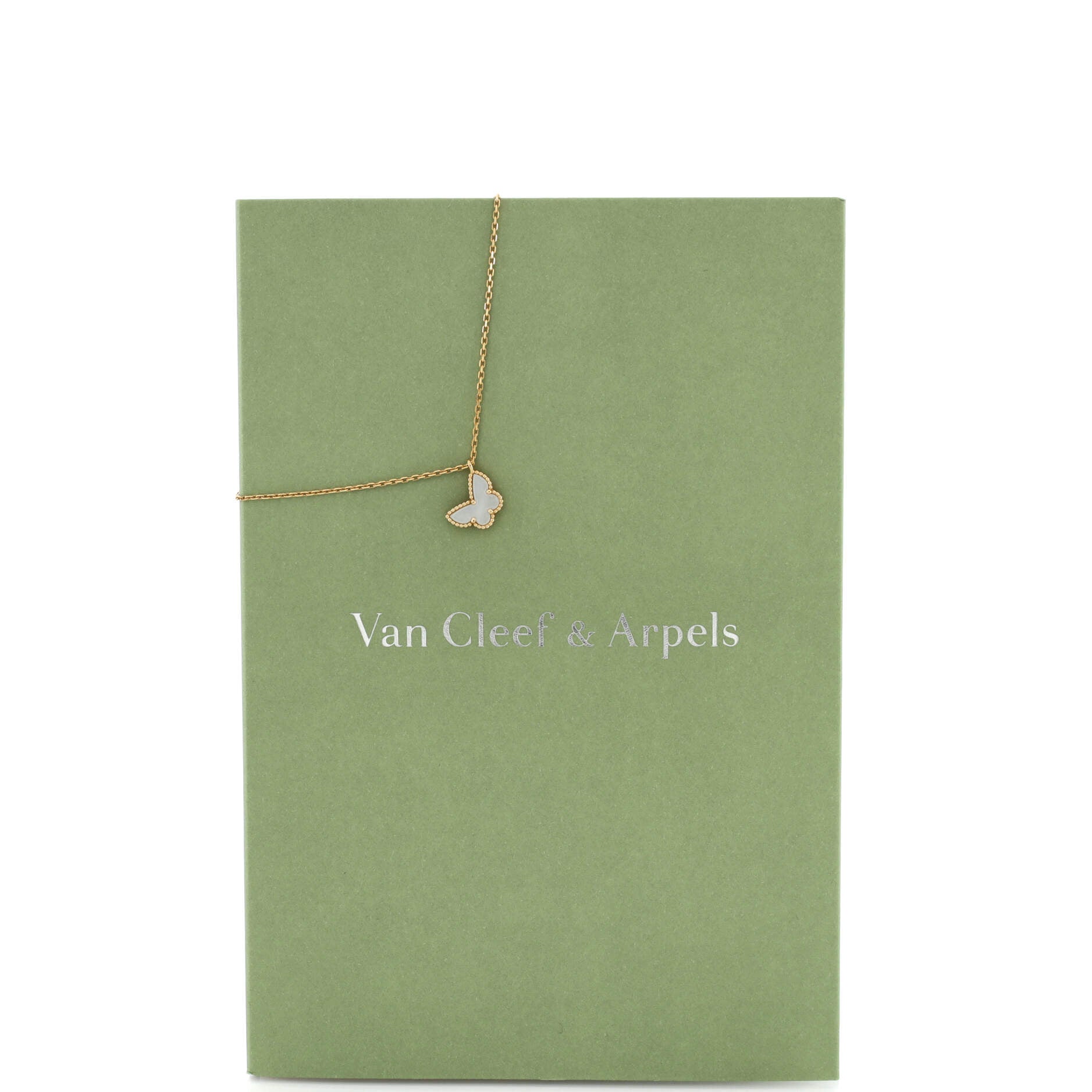 Sweet Alhambra Butterfly Pendant Necklace 18K Yellow Gold and Mother of Pearl