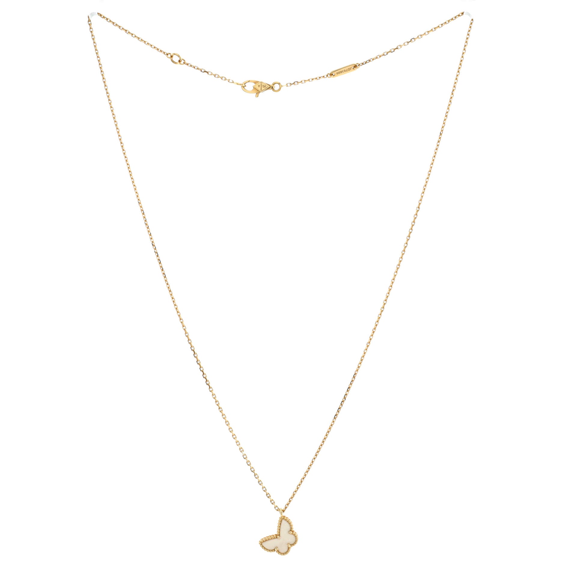 Sweet Alhambra Butterfly Pendant Necklace 18K Yellow Gold and Mother of Pearl