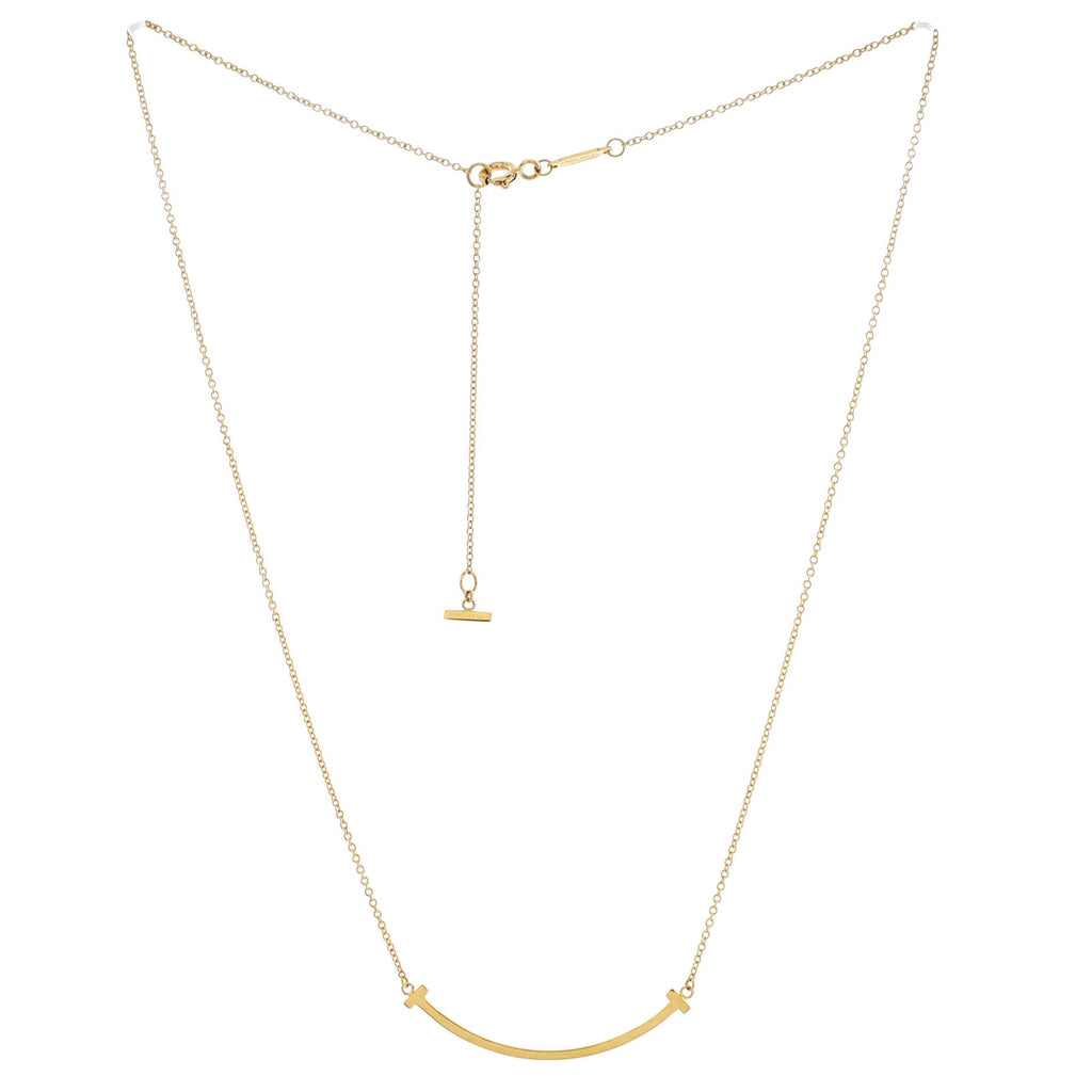 T Smile Pendant Necklace 18K Yellow Gold Small
