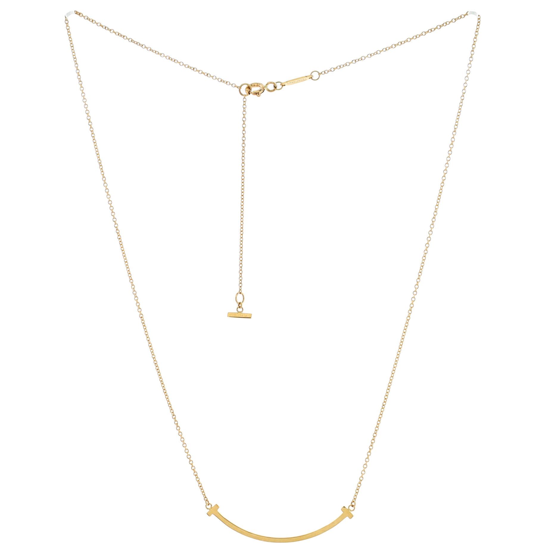 T Smile Pendant Necklace 18K Yellow Gold Small