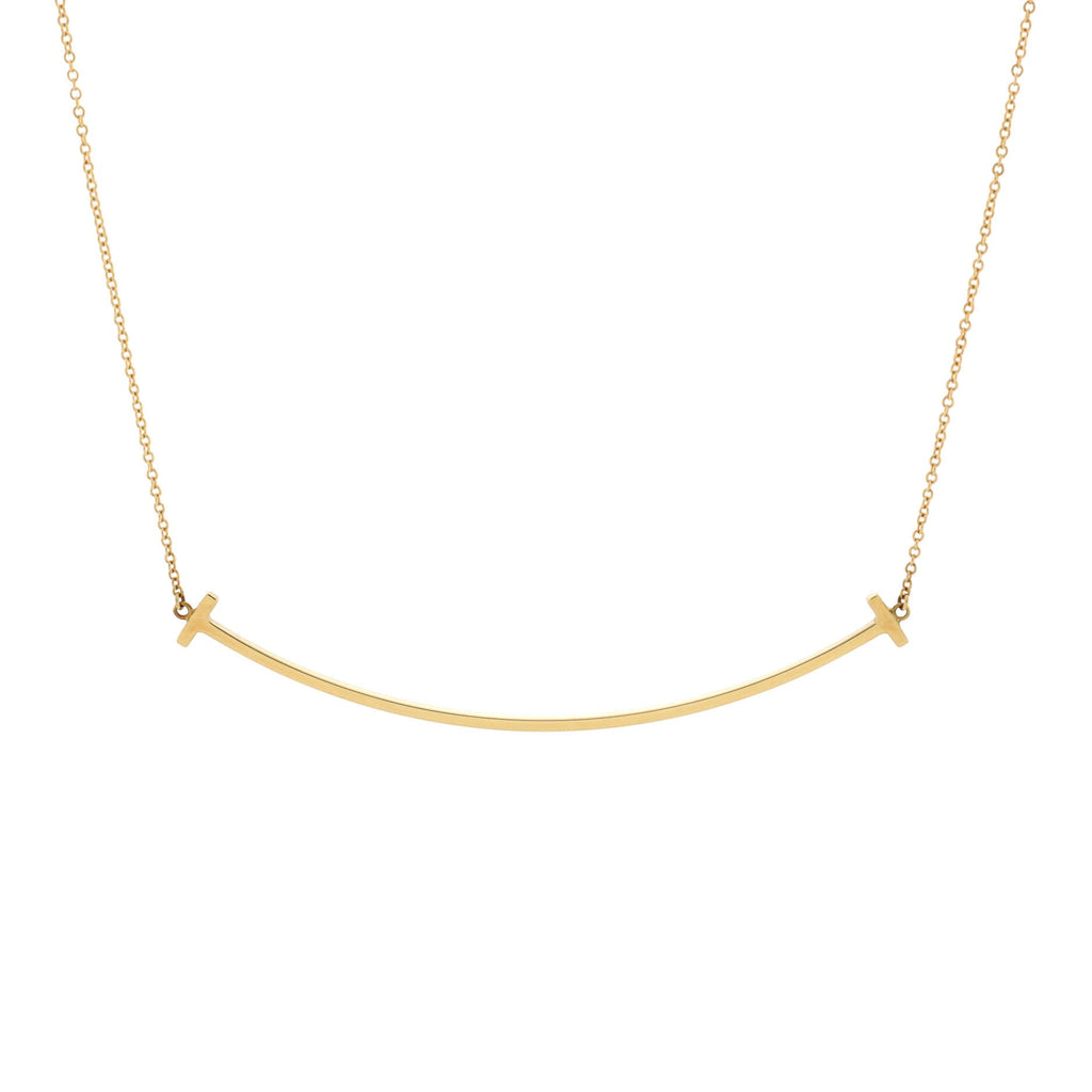 T Smile Pendant Necklace 18K Yellow Gold Large