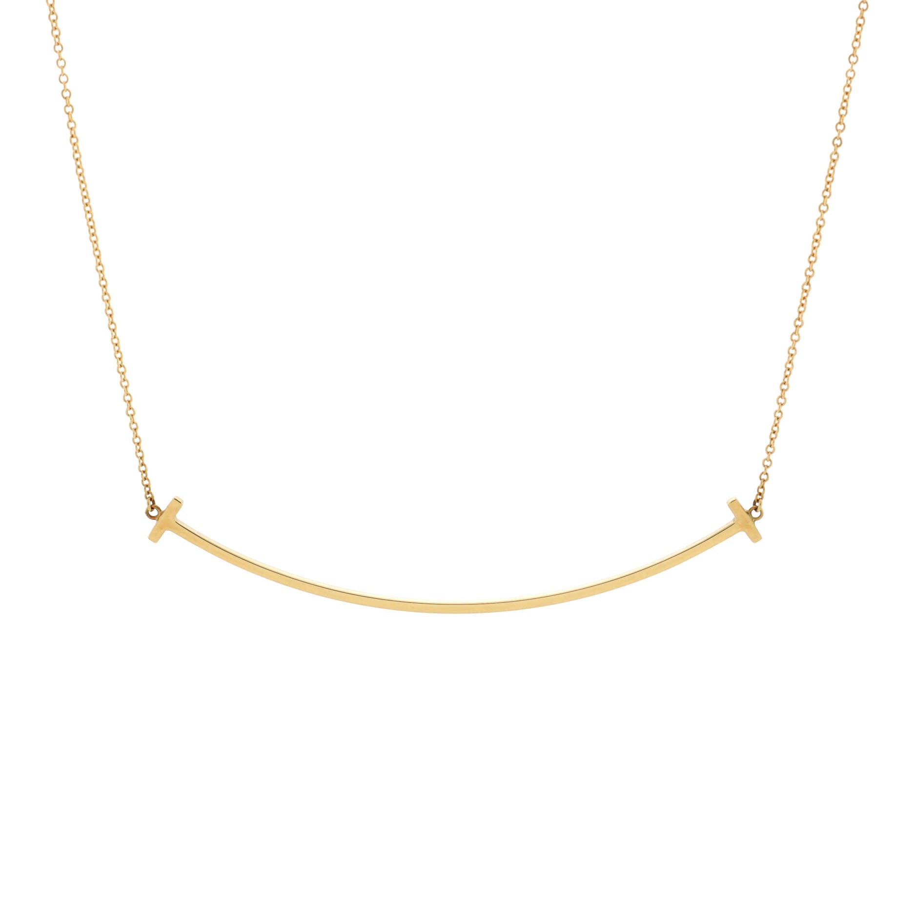 T Smile Pendant Necklace 18K Yellow Gold Large