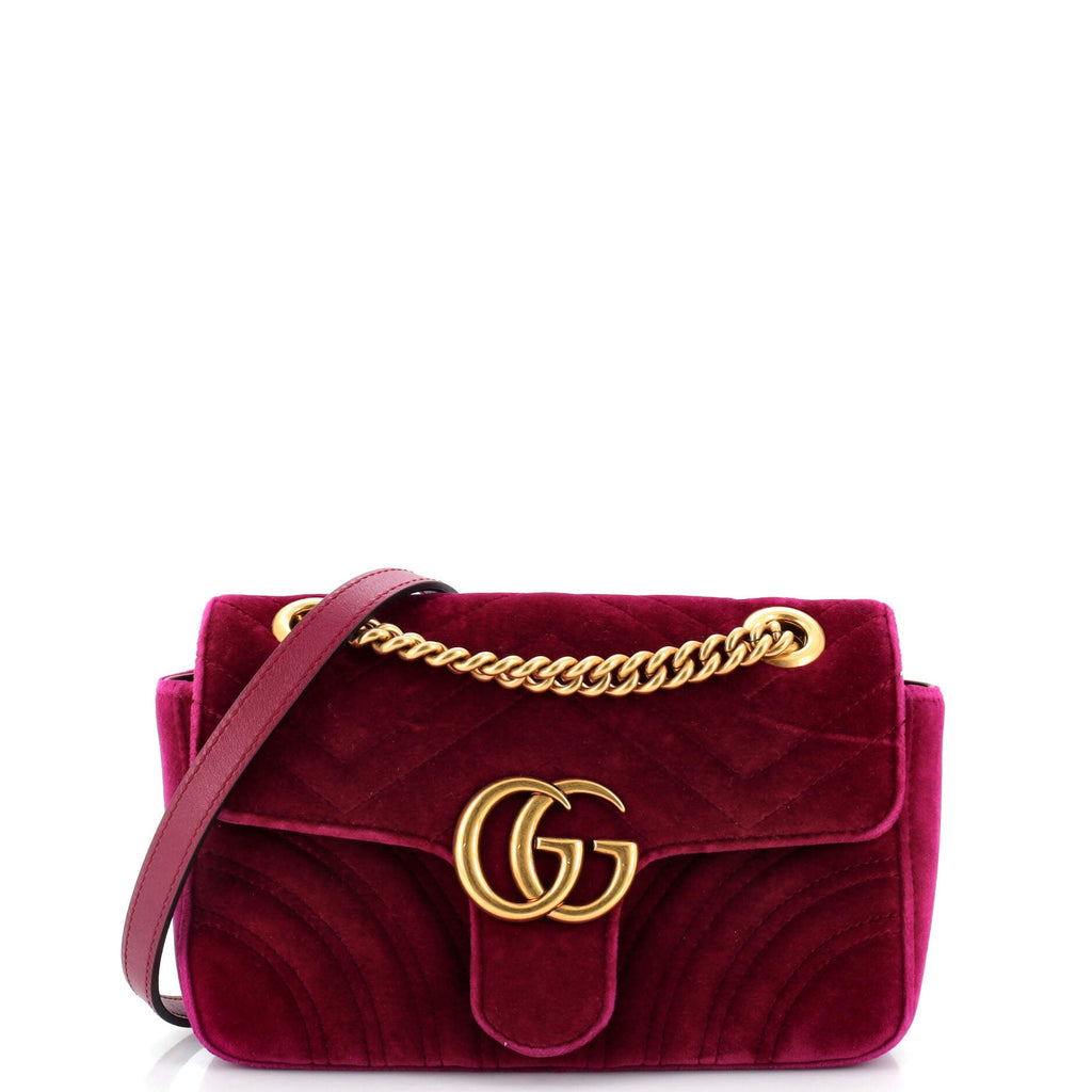 GG Marmont Flap Bag Matelasse Velvet Mini