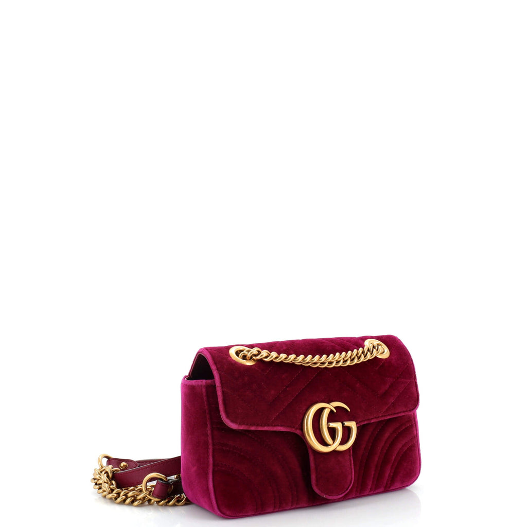 GG Marmont Flap Bag Matelasse Velvet Mini
