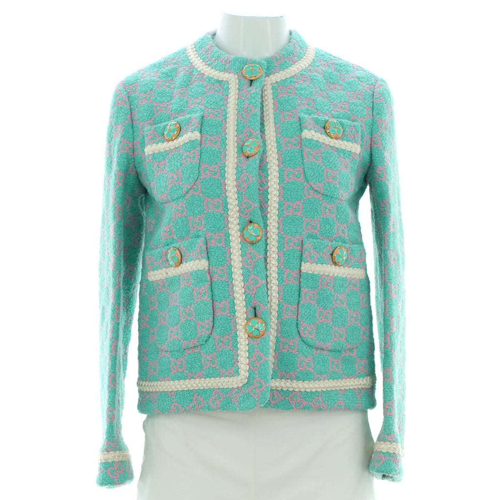 Women's Four Pocket Collarless Jacket GG Tweed