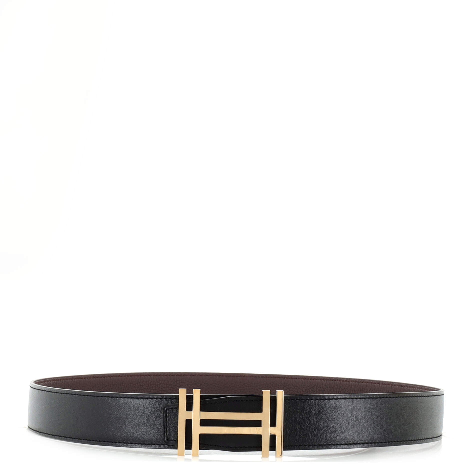 H Au Carre Reversible Belt Leather Wide 90