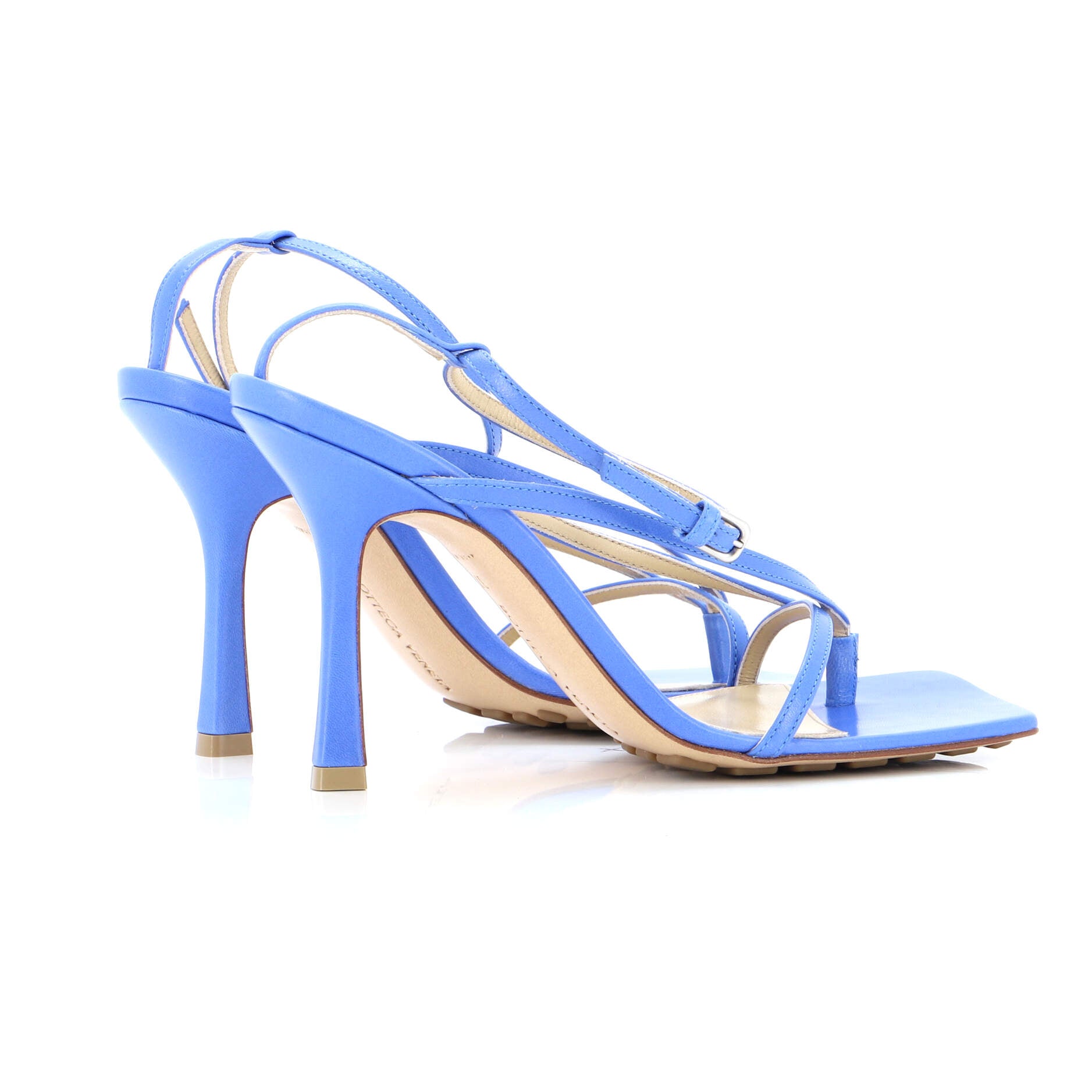 Women's Stretch Strap Heeled Sandals Leather
