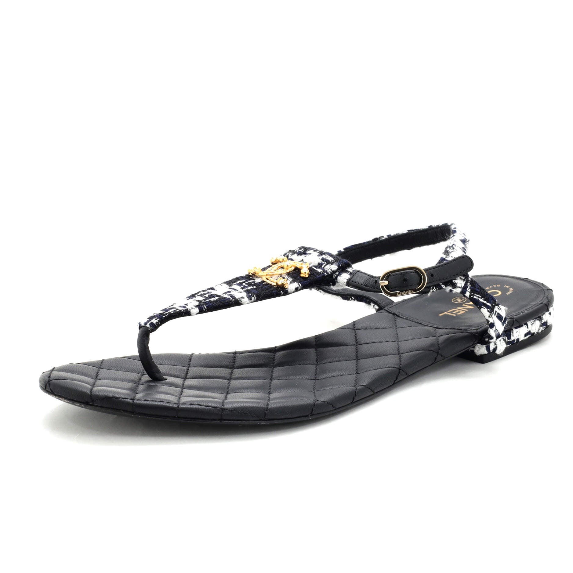 Women's Embellished CC Thong Sandals Tweed