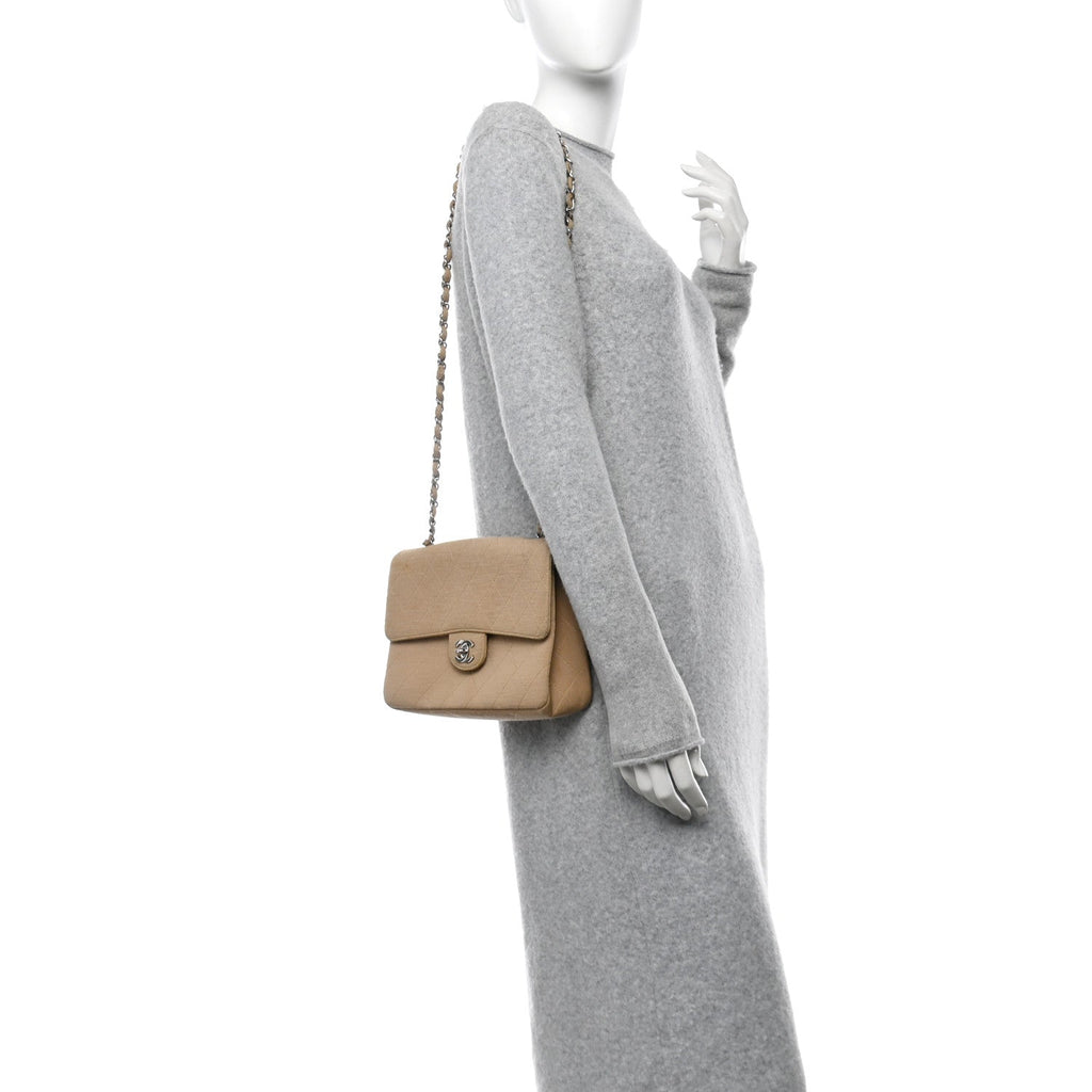 Jersey Quilted Medium Single Flap Beige