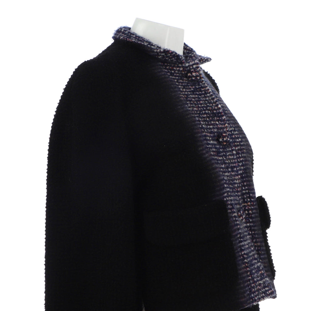 Women's Two Pocket Stand Collar Jacket Shearling and Tweed