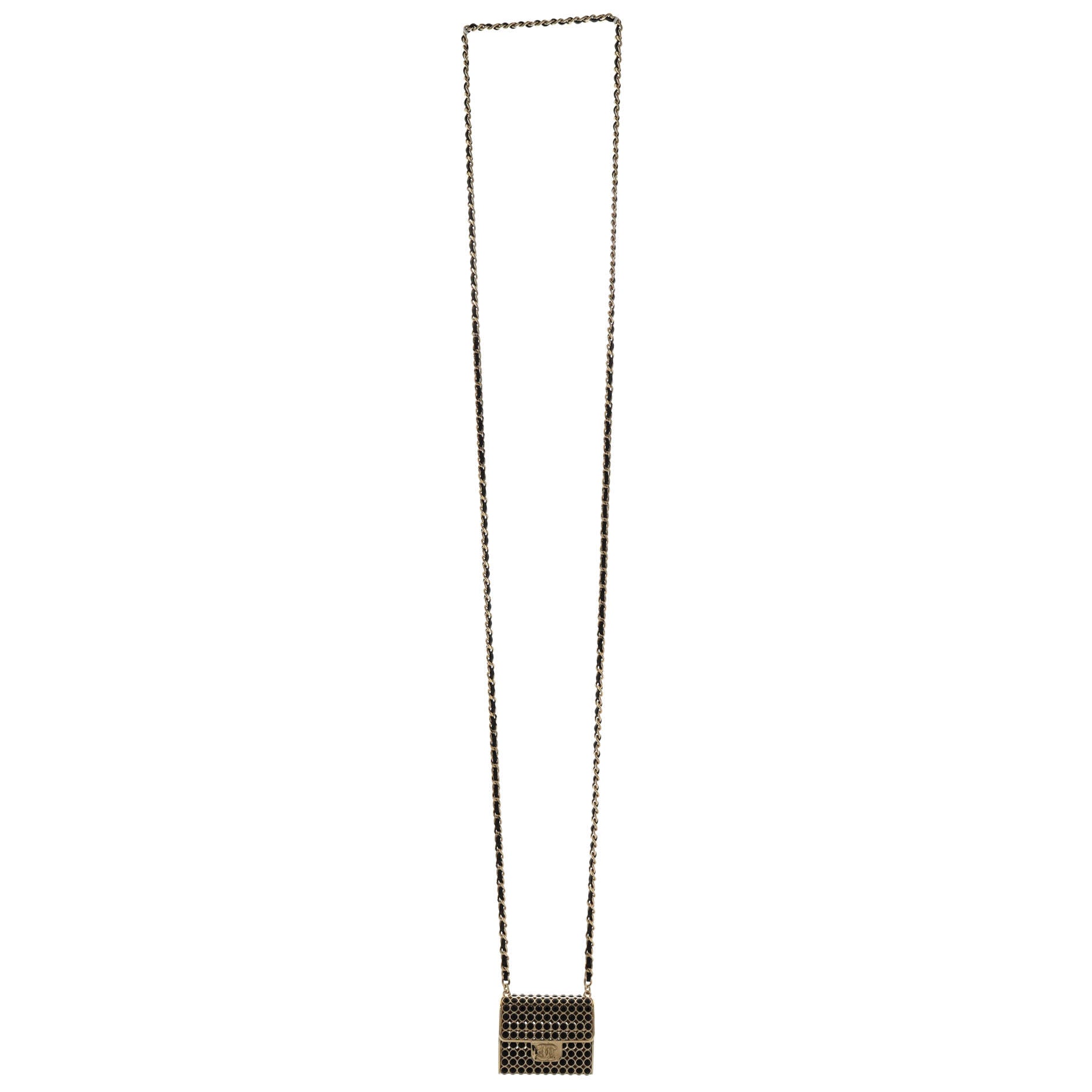Flap Bag Chain Pendant Necklace Metal with Crystals