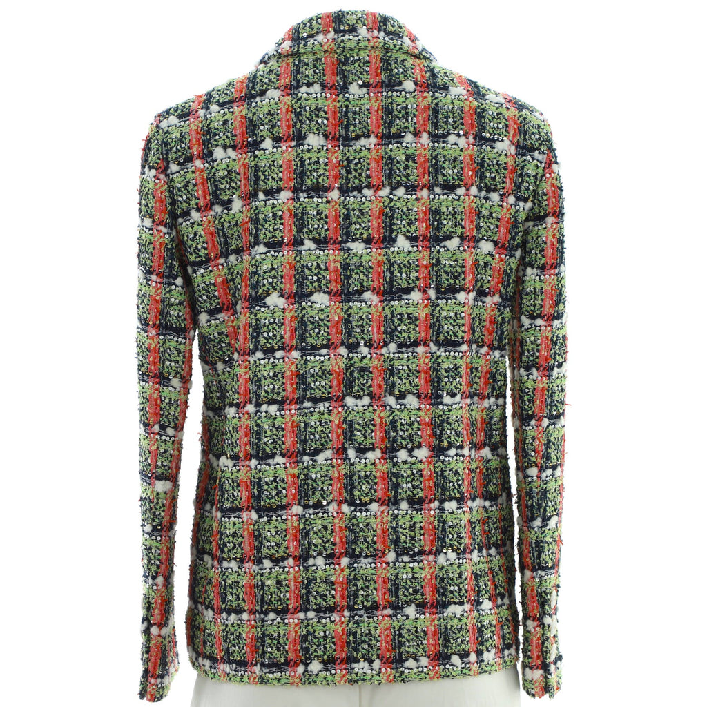 Women's Four Pocket Button Up Jacket Tweed with Sequins