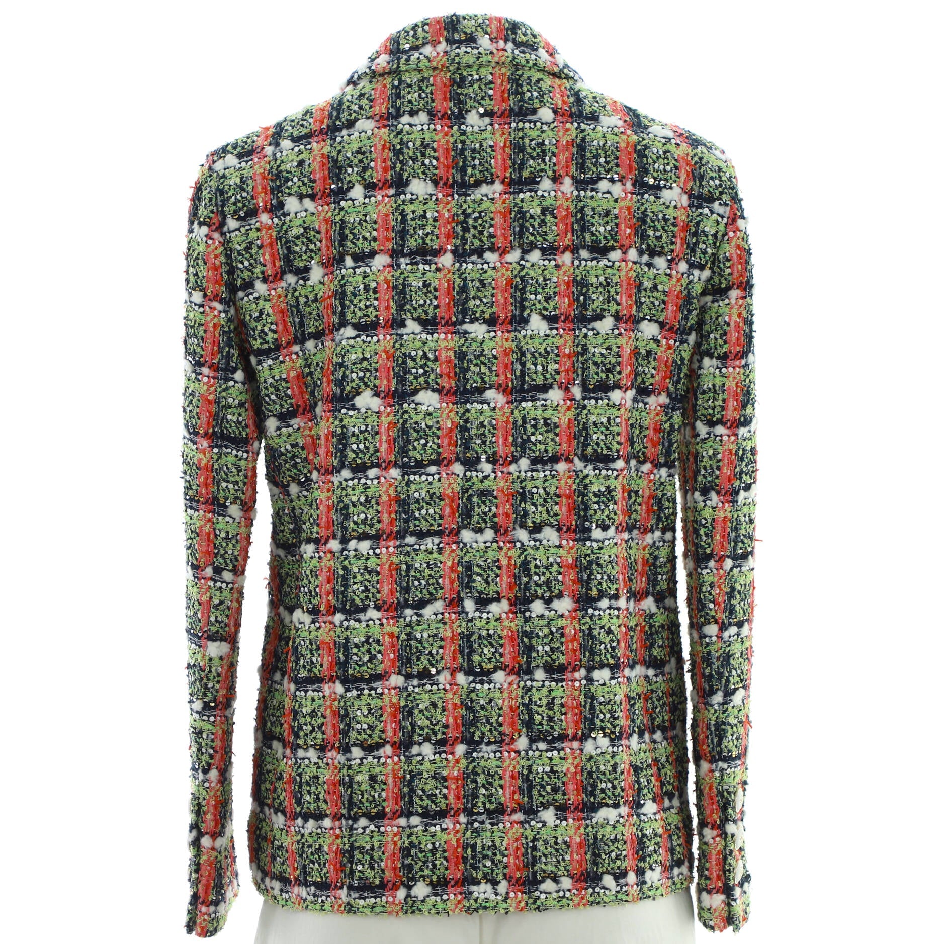 Women's Four Pocket Button Up Jacket Tweed with Sequins