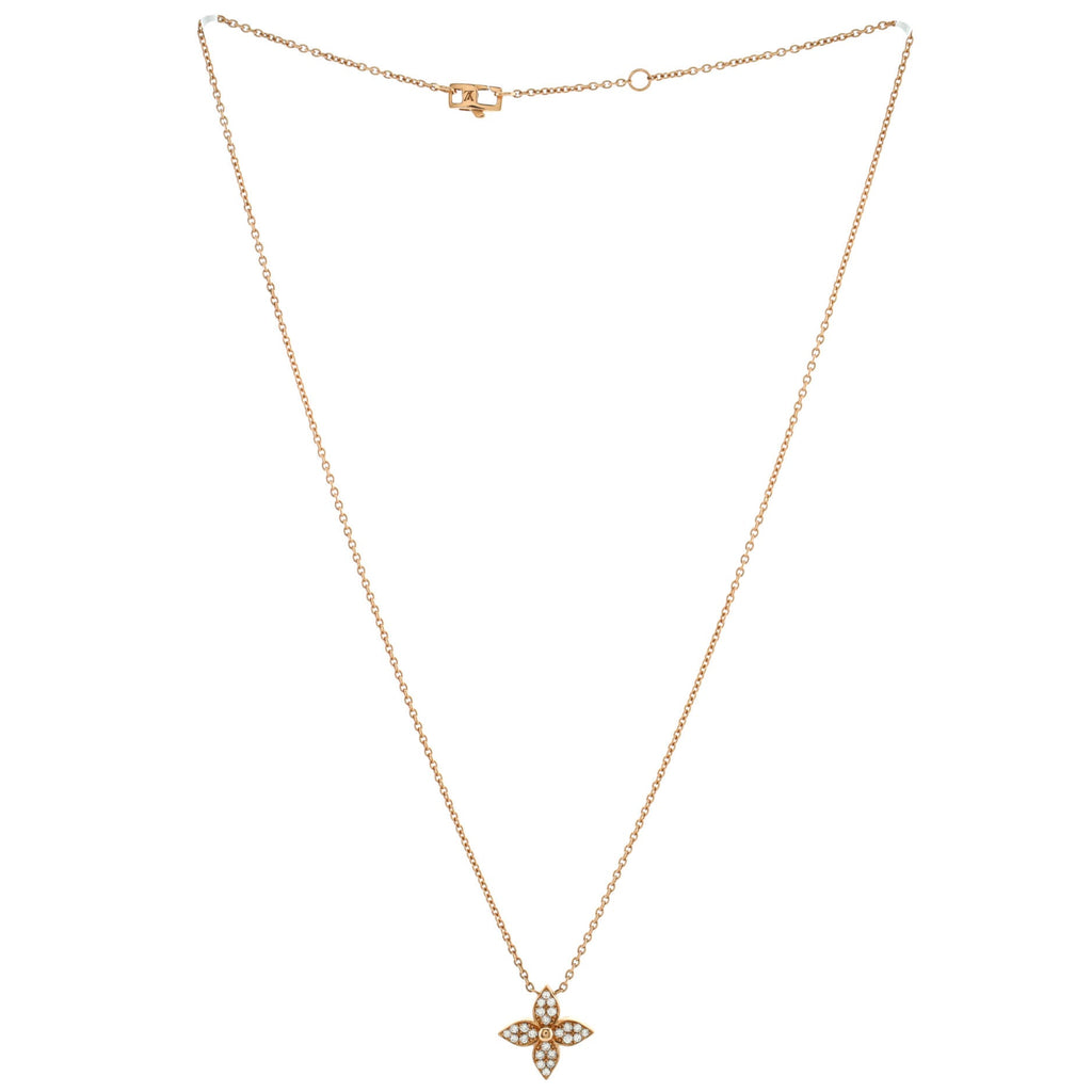 Star Blossom Pendant Necklace 18K Rose Gold and Diamonds