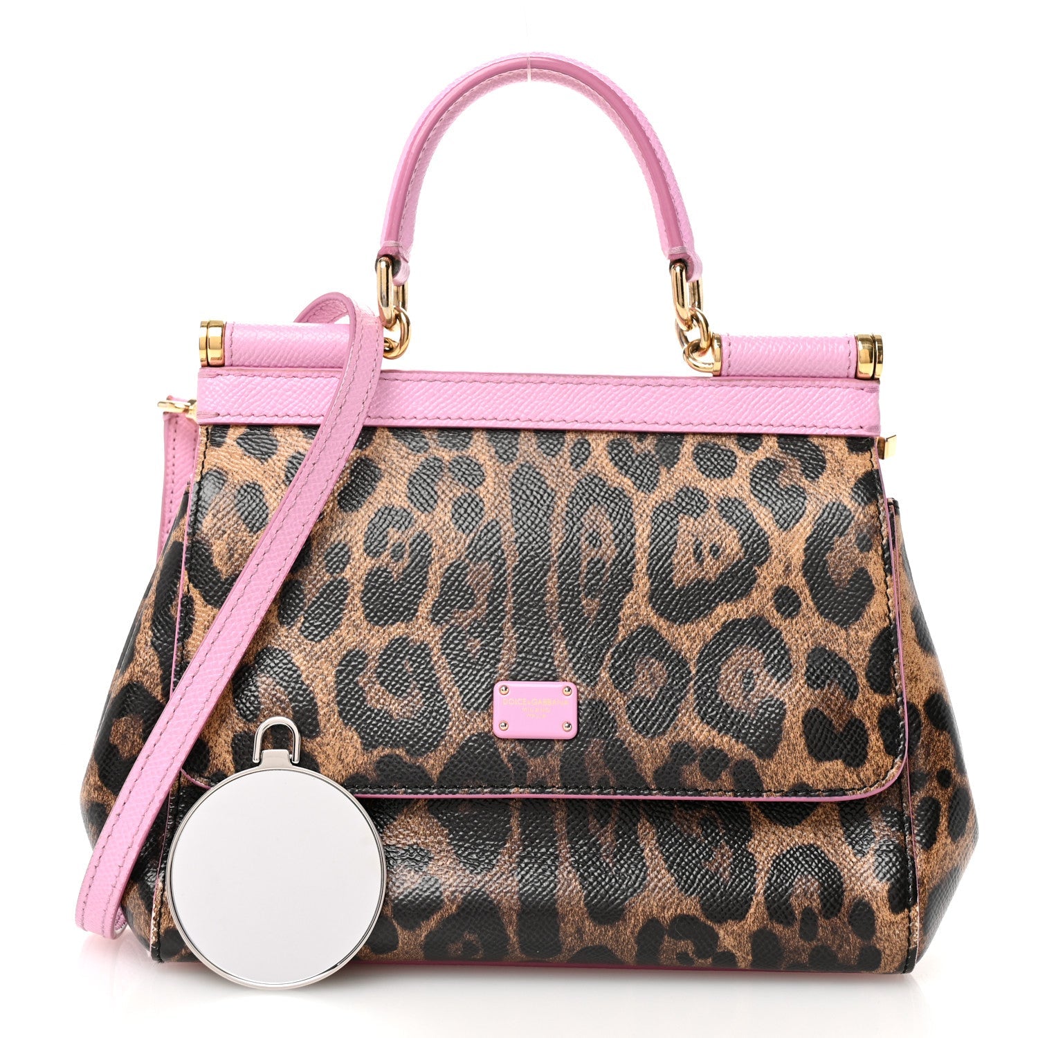 Dauphine Leopard Print Small Miss Sicily Satchel Pink